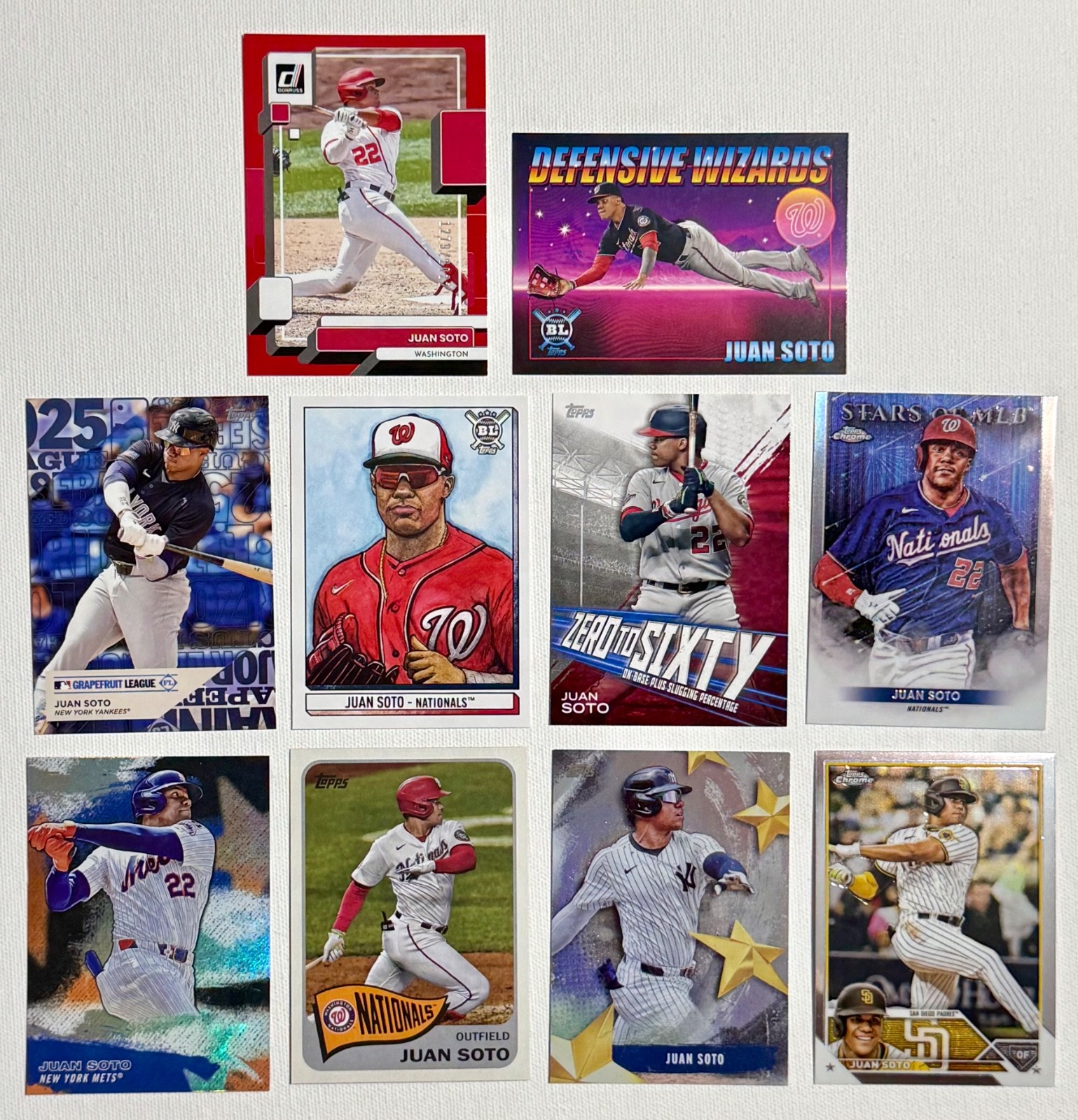 (10) Juan Soto NUMBERED SP HOF Insert LOT Donruss RED /2022 Topps Chrome STARS
