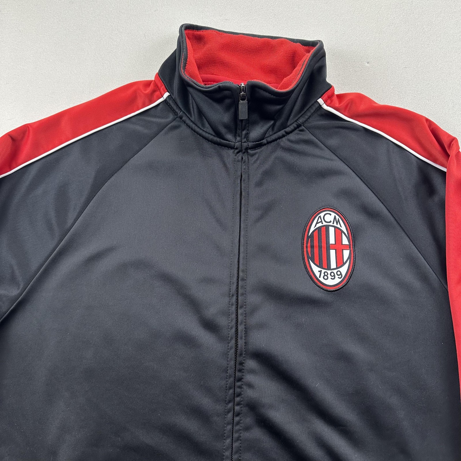 AC Milan Jacket Track Mens Medium Black Red Soccer Full Zip Soccer Football Club
