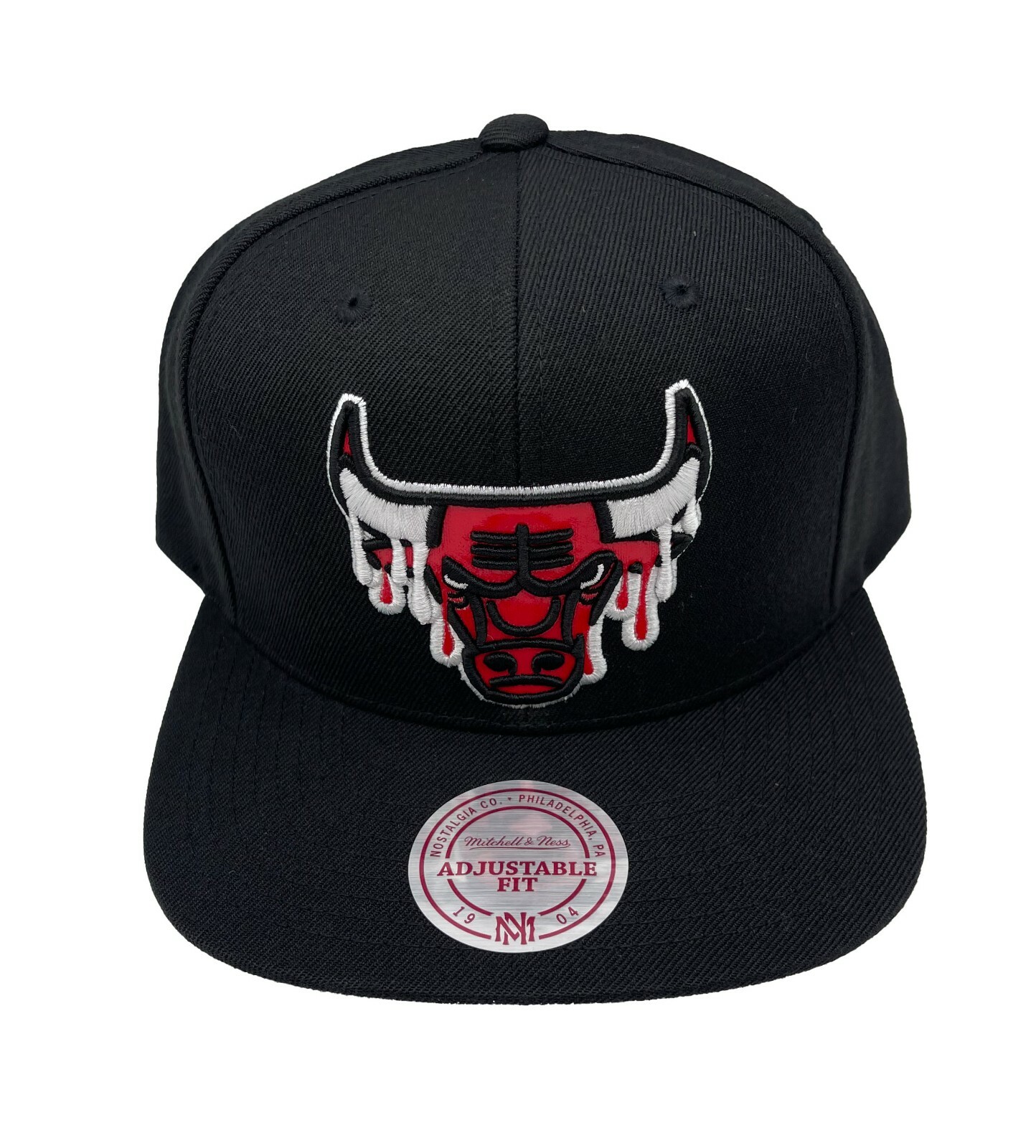Mitchell & Ness Chicago Bulls Dripped Black Adjustable Snapback Hat Cap
