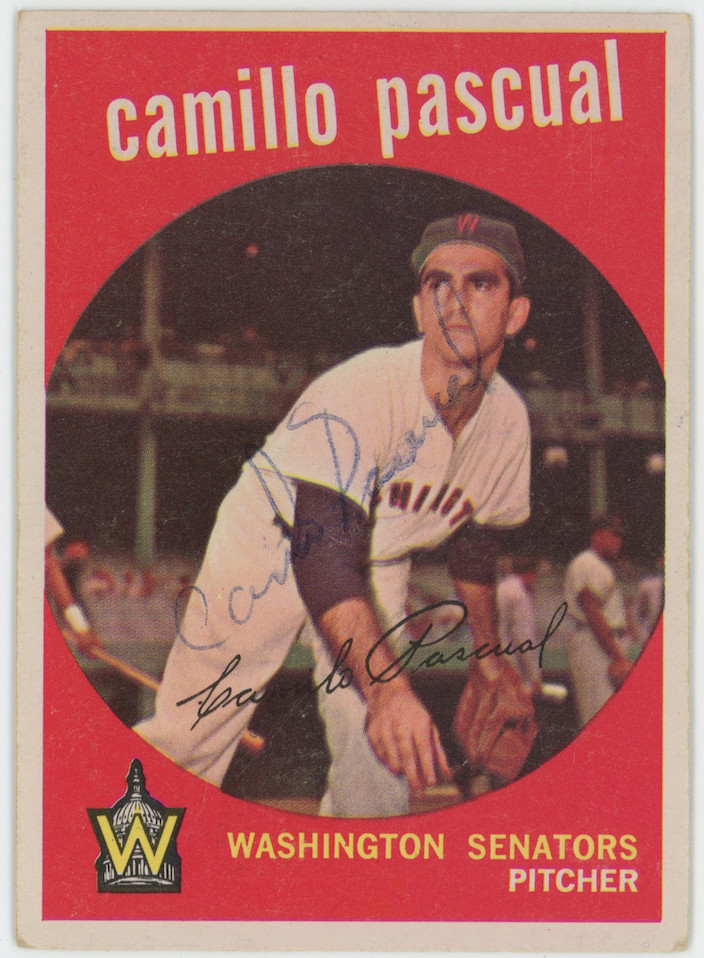Camillo Pascual 1959 Topps Auto Signed Washington Senators #413 Vintage 29645