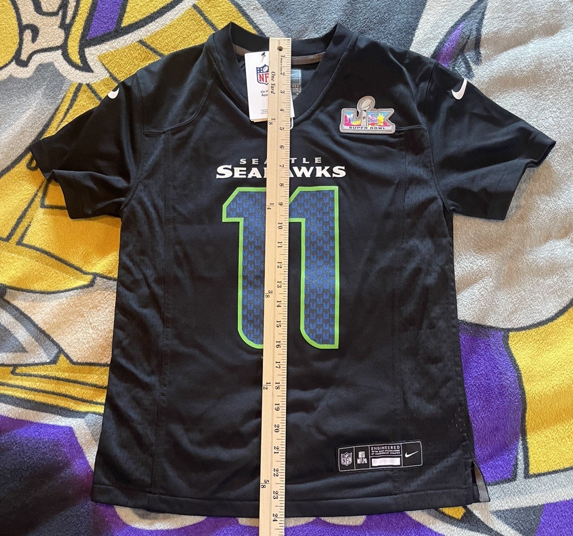 Youth Nike Seattle Seahawks Jaxon Smith-Njigba SB LX Patch Carbon Game Jersey
