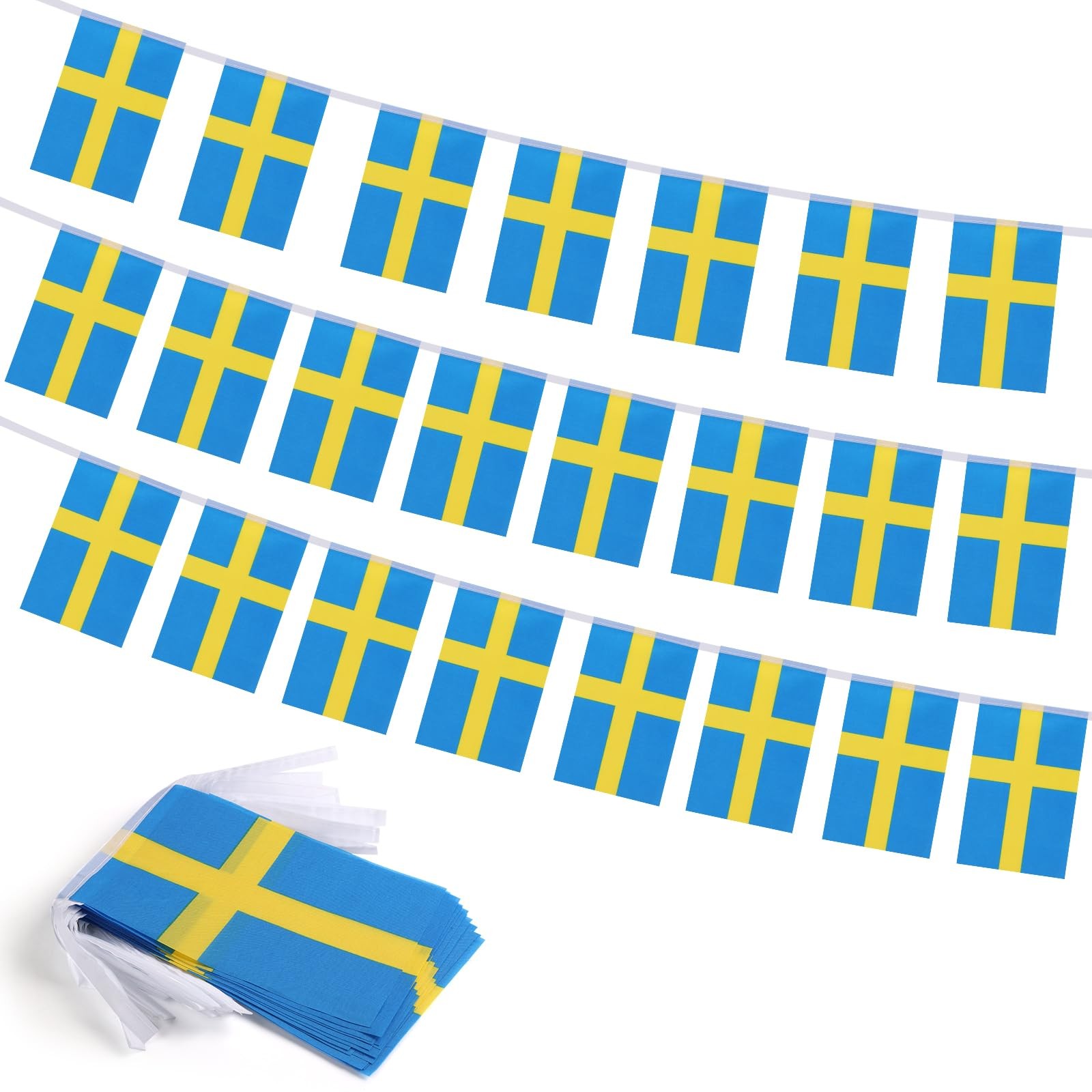Sweden Flag Banner, Small Mini Swedish Flags 5 inches by 8 inches,