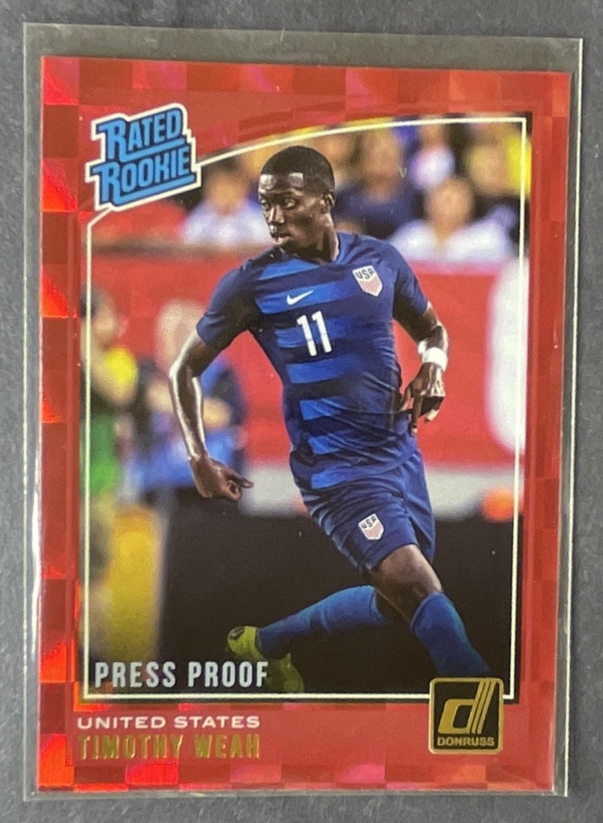 2018 Panini Donruss Timothy Weah #198 Press Proof Red RC Rated Rookie USA
