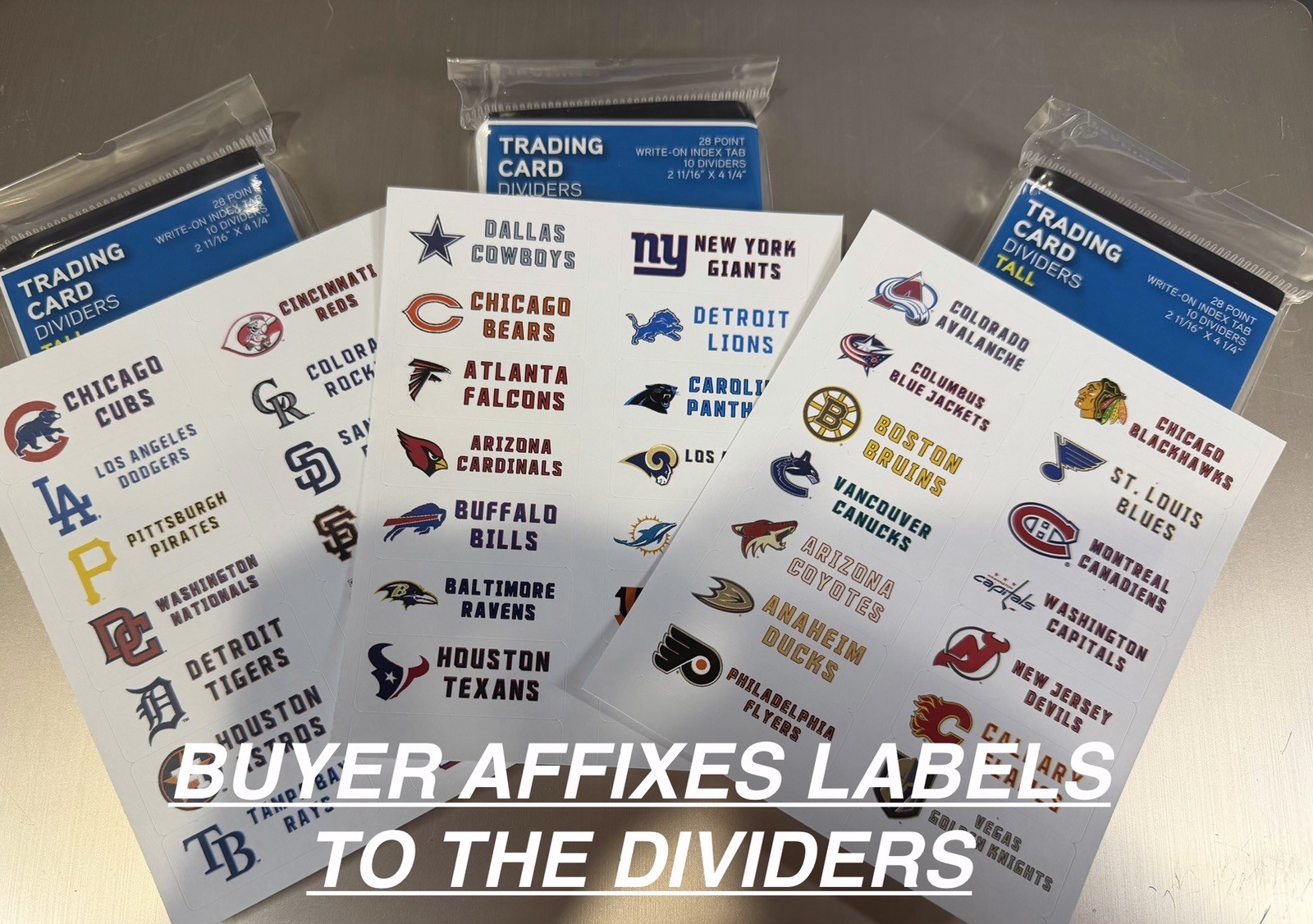 BUNDLE DEAL Sports Card TALL Dividers With FREE Customized NBA MLB & NFL Labels