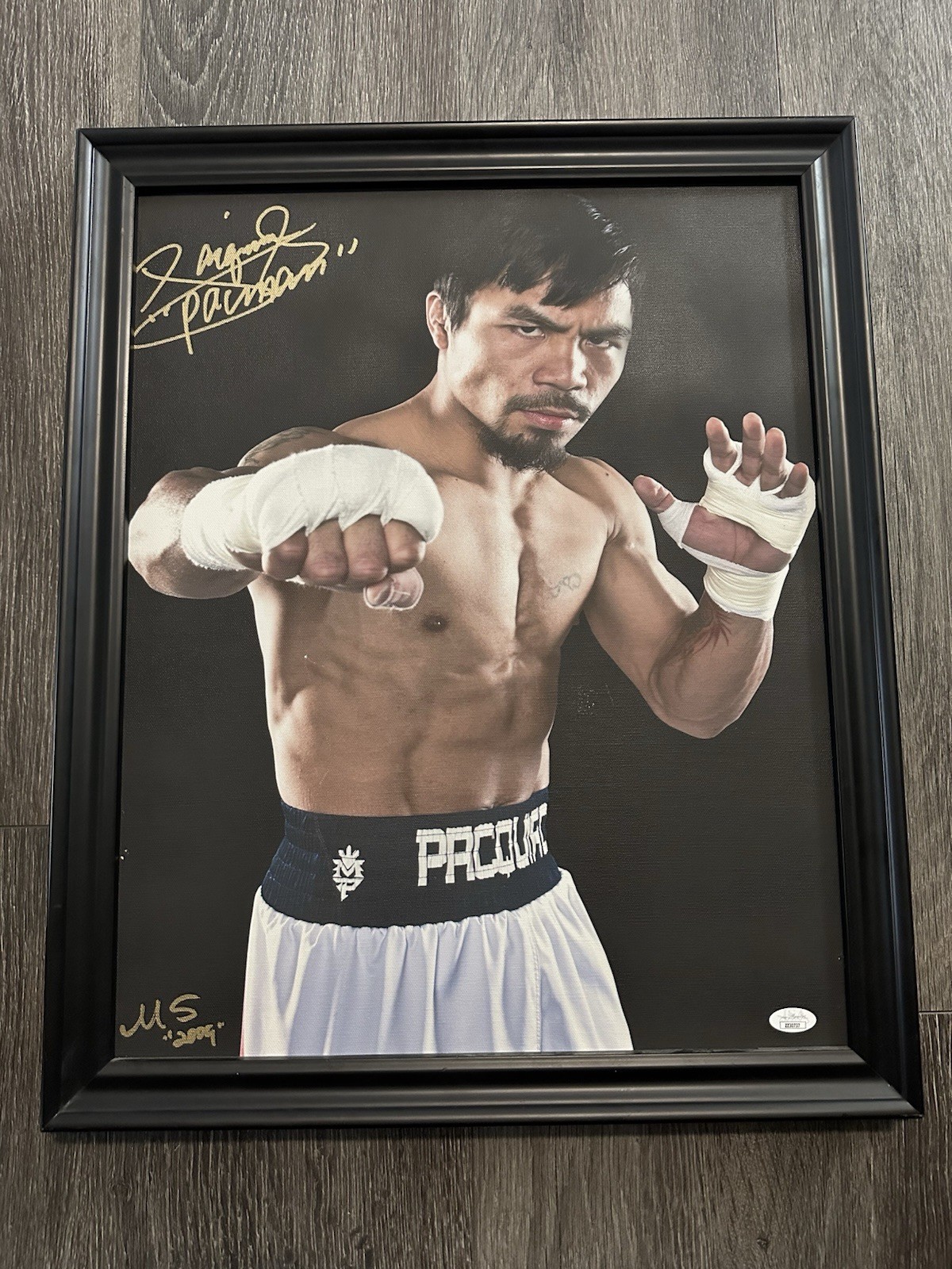 Manny Pac-Man Pacquiao Autographed Signed Canvas Framed Photo JSA Authentic