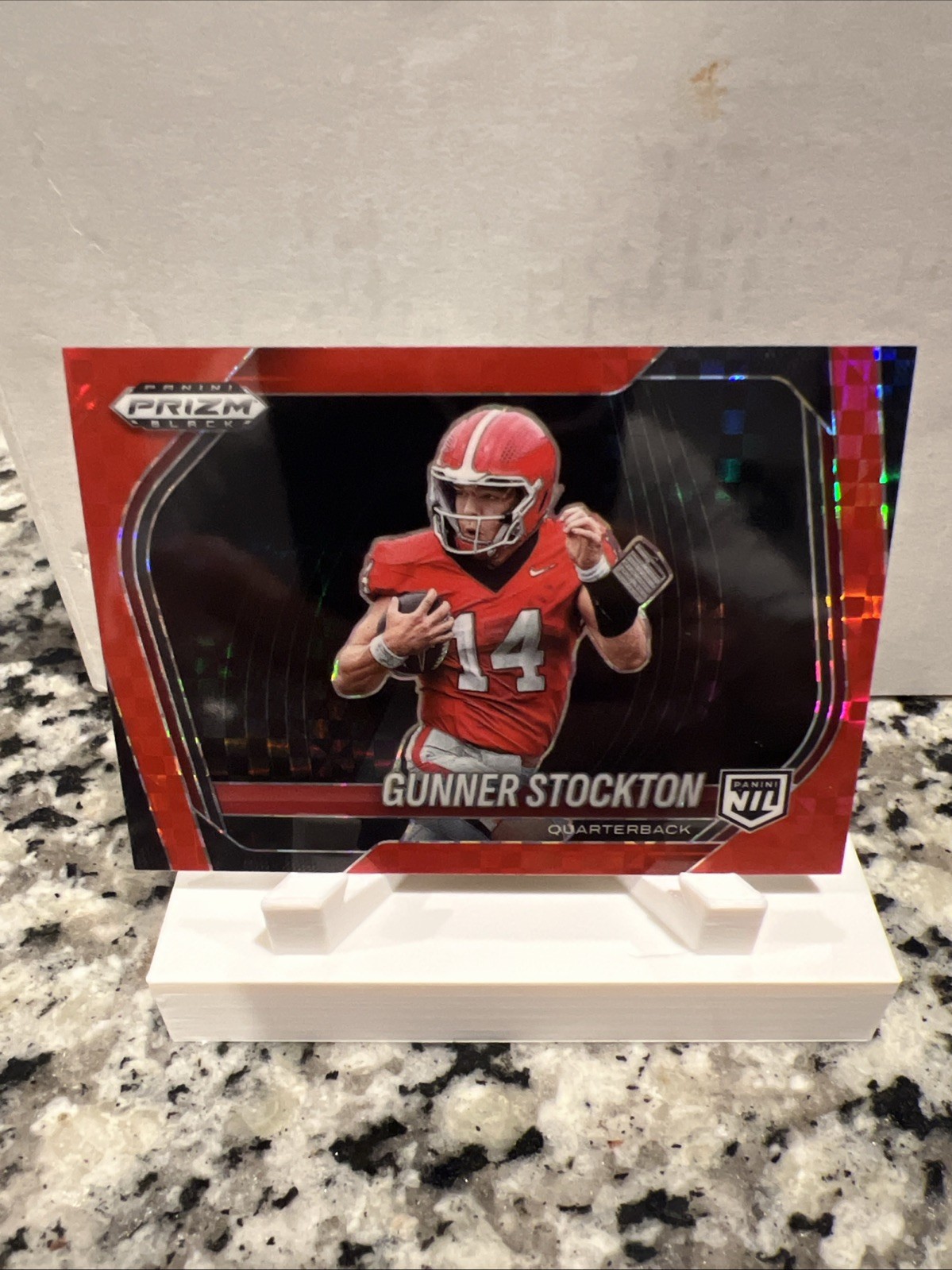 2025 Panini Prizm Black Prospects NIL Red Power Gunner Stockton #198 Georgia /75