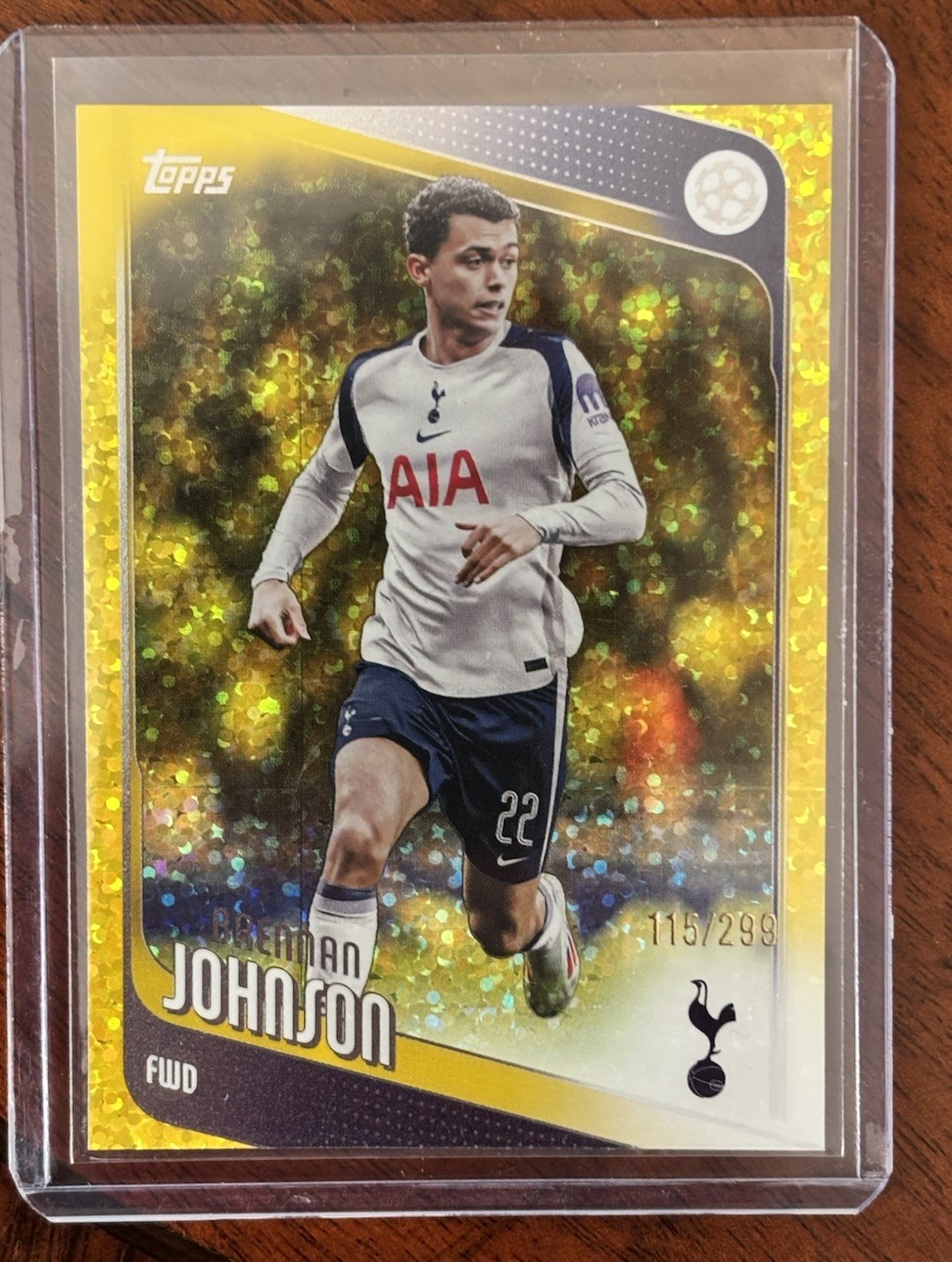 2025-26 Topps UEFA Brennan Johnson Gold Sparkle #115/299 Tottenham Hotspur