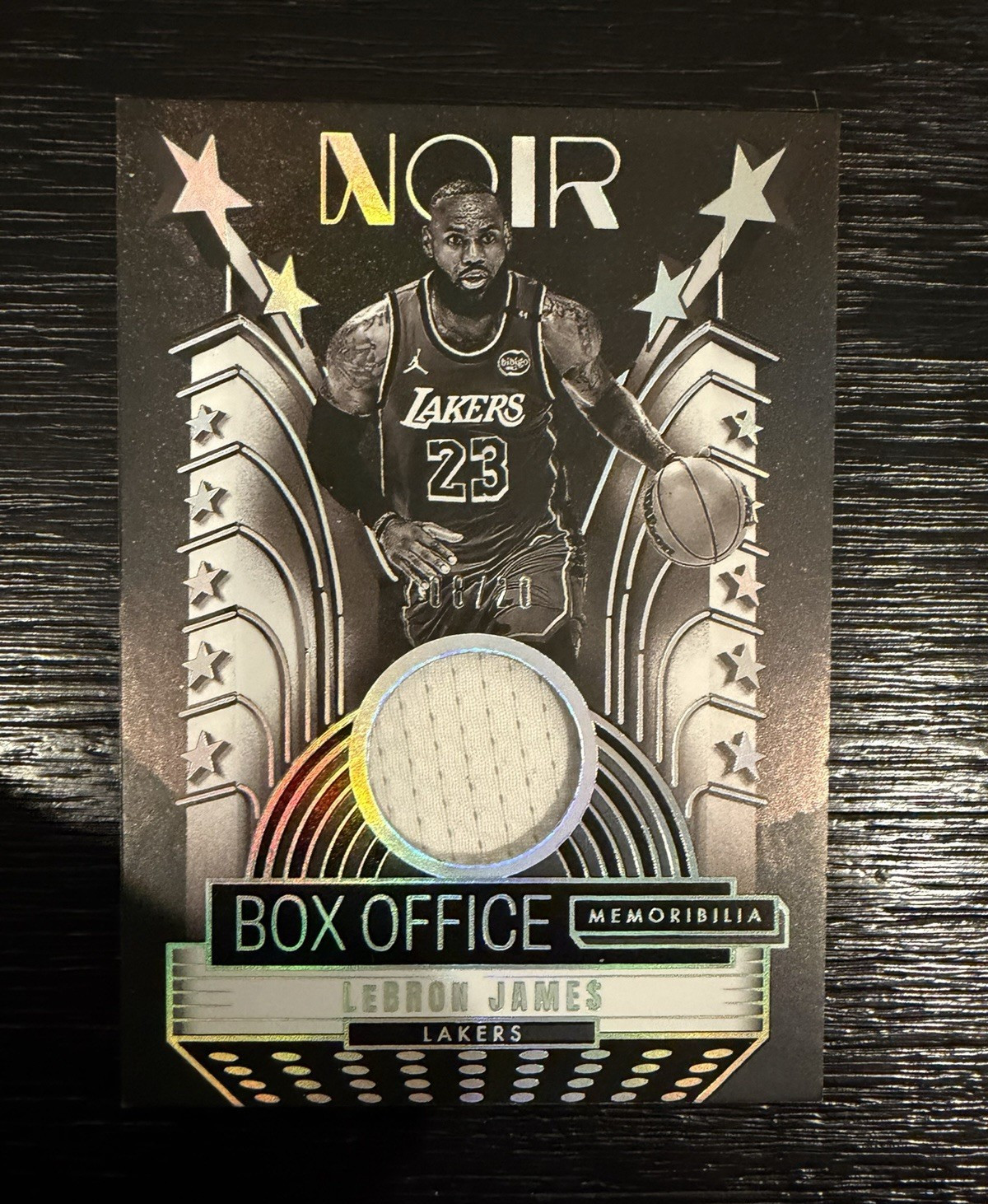 Panini 2023-24 Noir LeBron James Box Office Memorabilia #BOM-LBJ /20