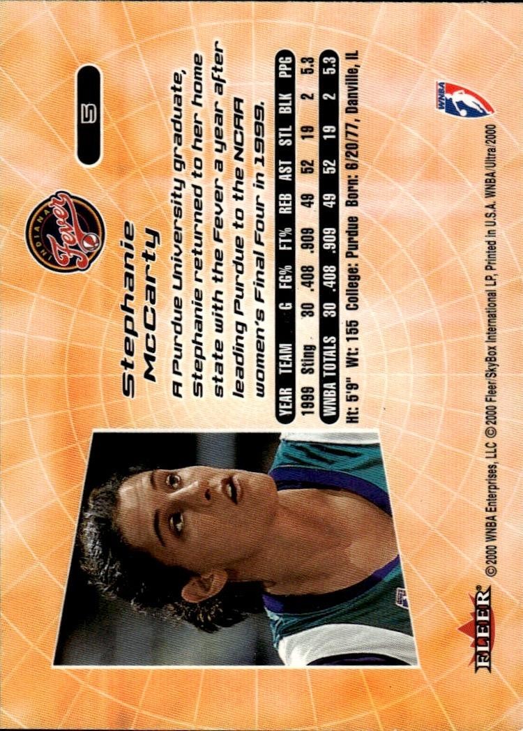 2000 Ultra WNBA #5 Stephanie White McCarty Indiana Fever Head Coach
