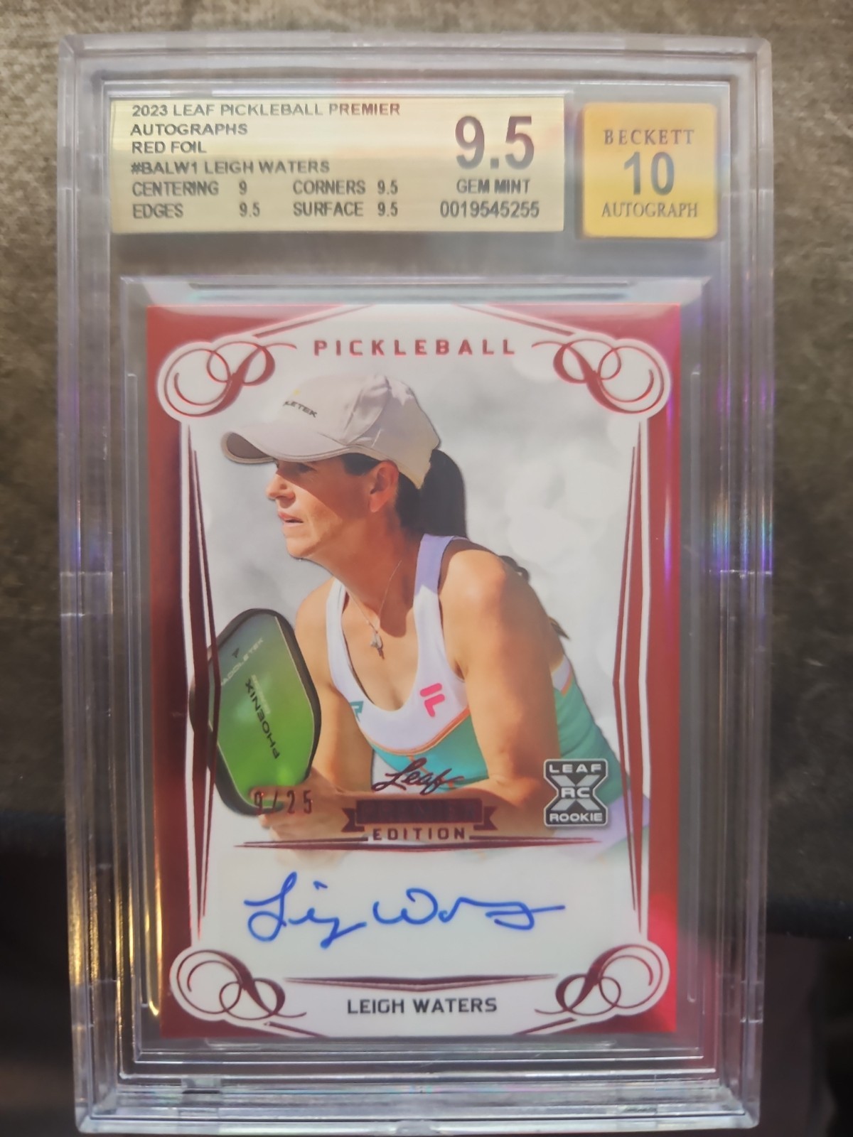 2023 Leaf Pickleball Premier Edition Leigh Waters Auto Red /25