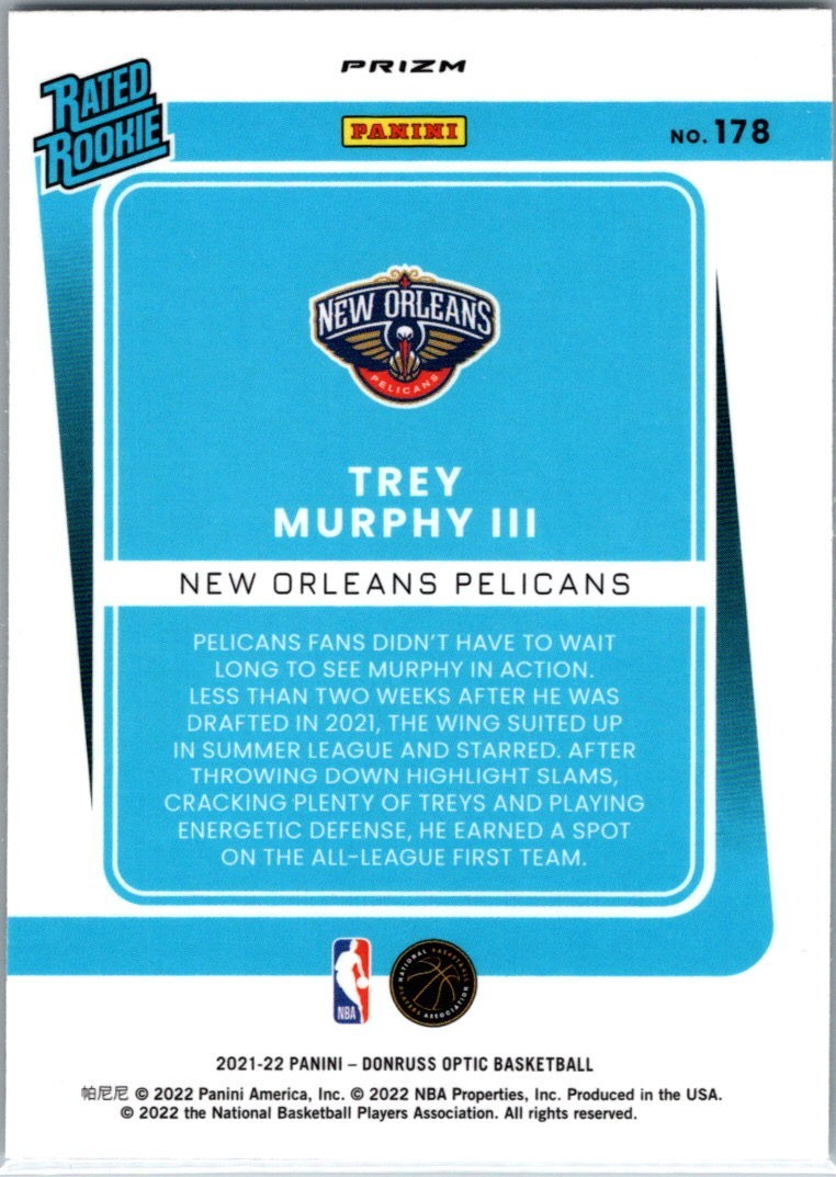 2021-22 Donruss Optic Target Exclusive SP Silver Pulsar Prizm Trey Murphy III RC