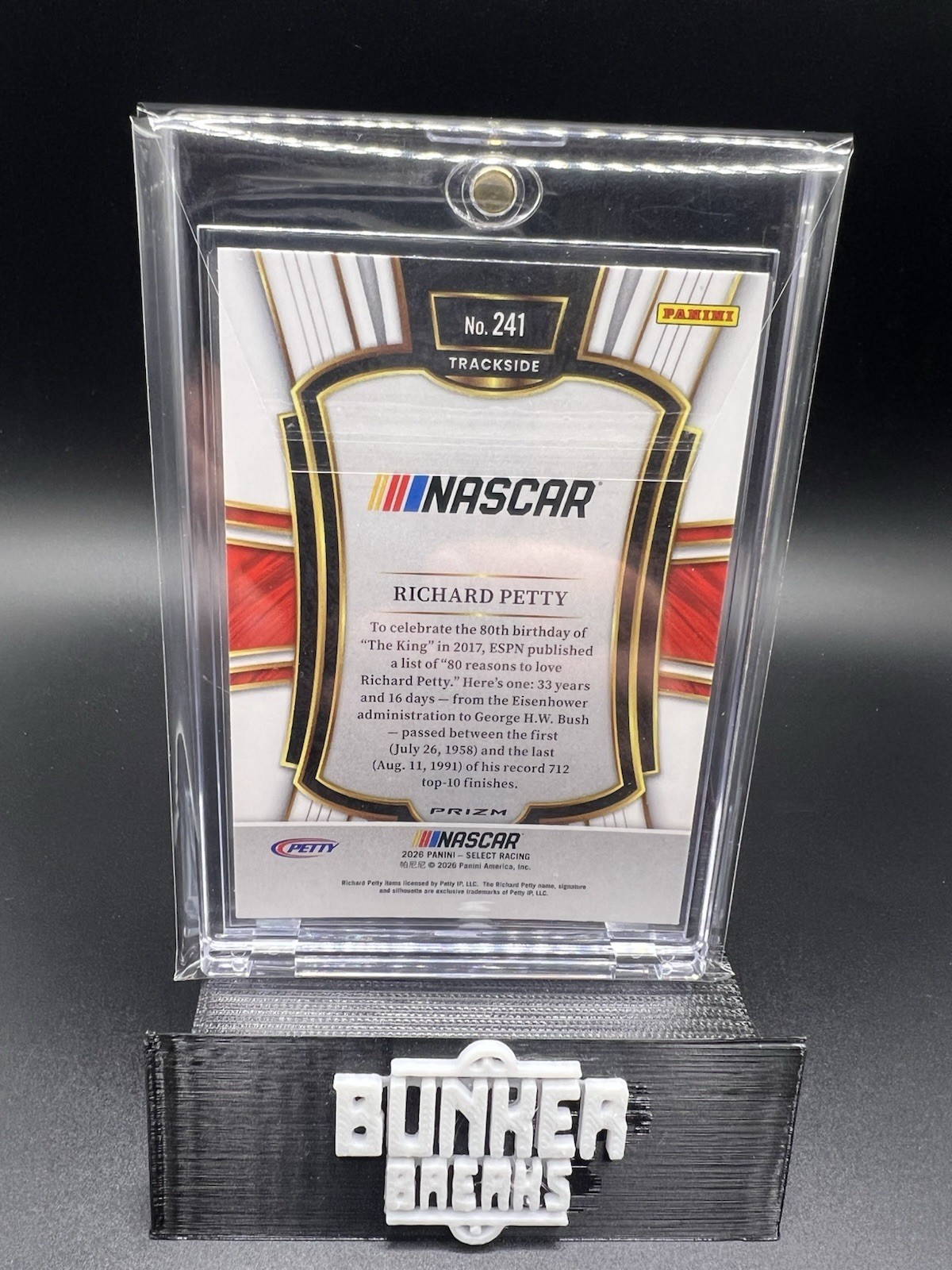 2026 Panini Select Racing #241 Richard Petty Trackside Zebra Prizm Case Hit SSP