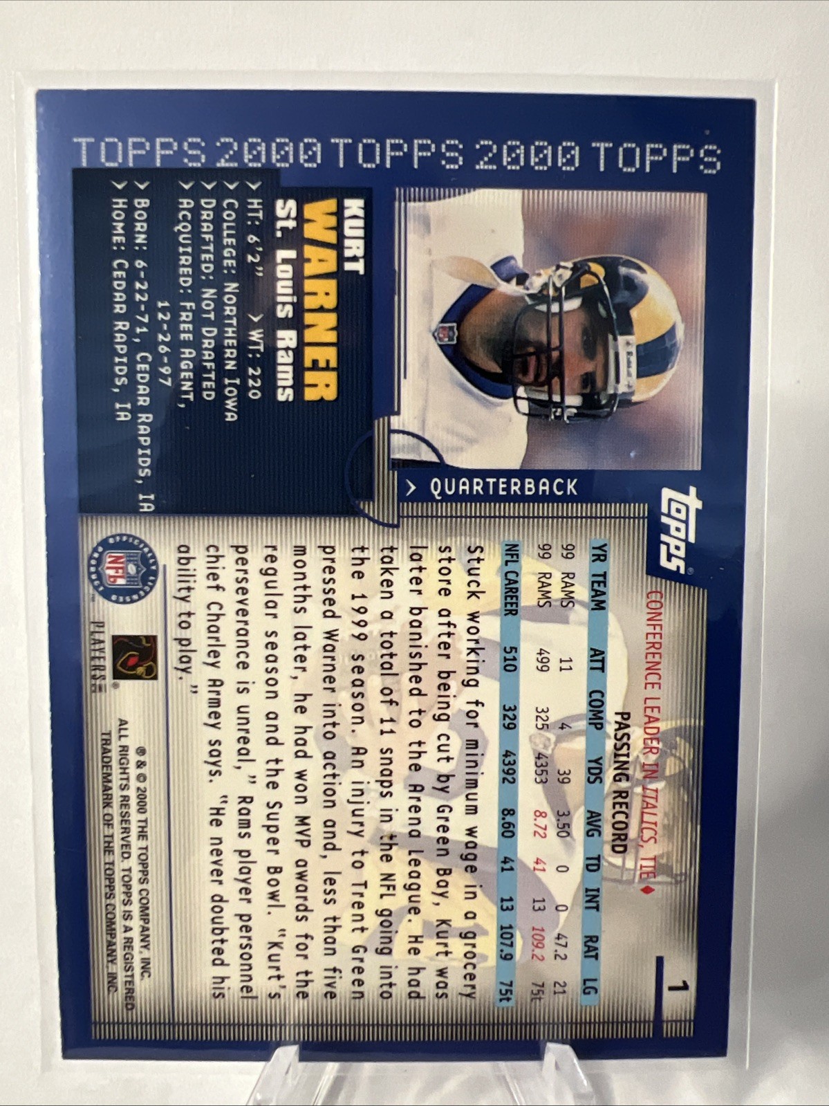 2000 Topps – Kurt Warner #1