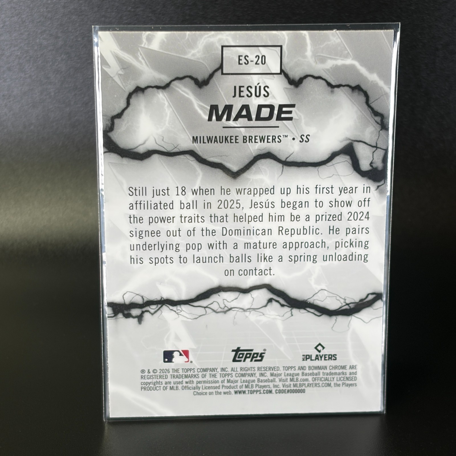 2026 Bowman Jesus Made Electric Sluggers Chrome #ES-20 Milwaukee Brewers