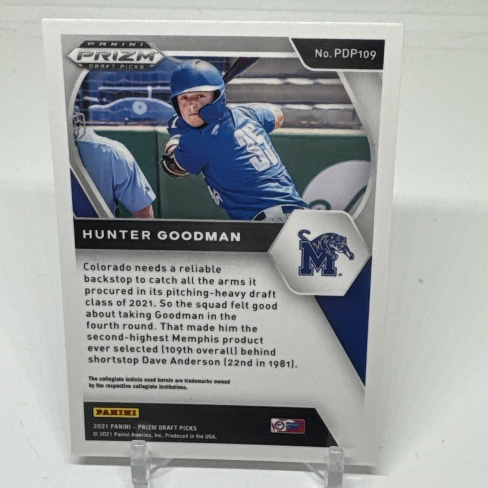 Hunter Goodman 2021 Panini Prizm Signed Auto PDP109 Colorado Rockies