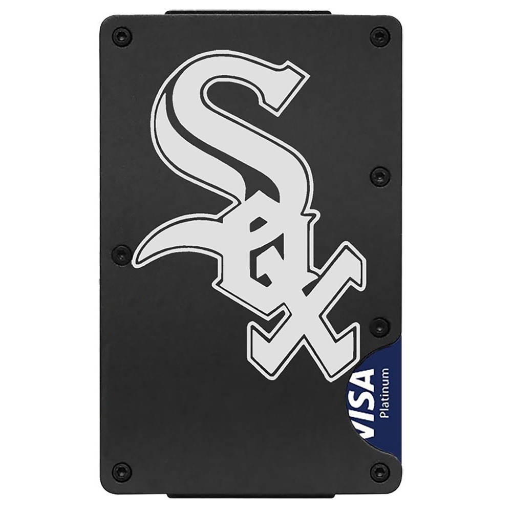 Chicago White Sox Engraved Titanium Carbon Fiber Black RFID Blocking Wallet D7