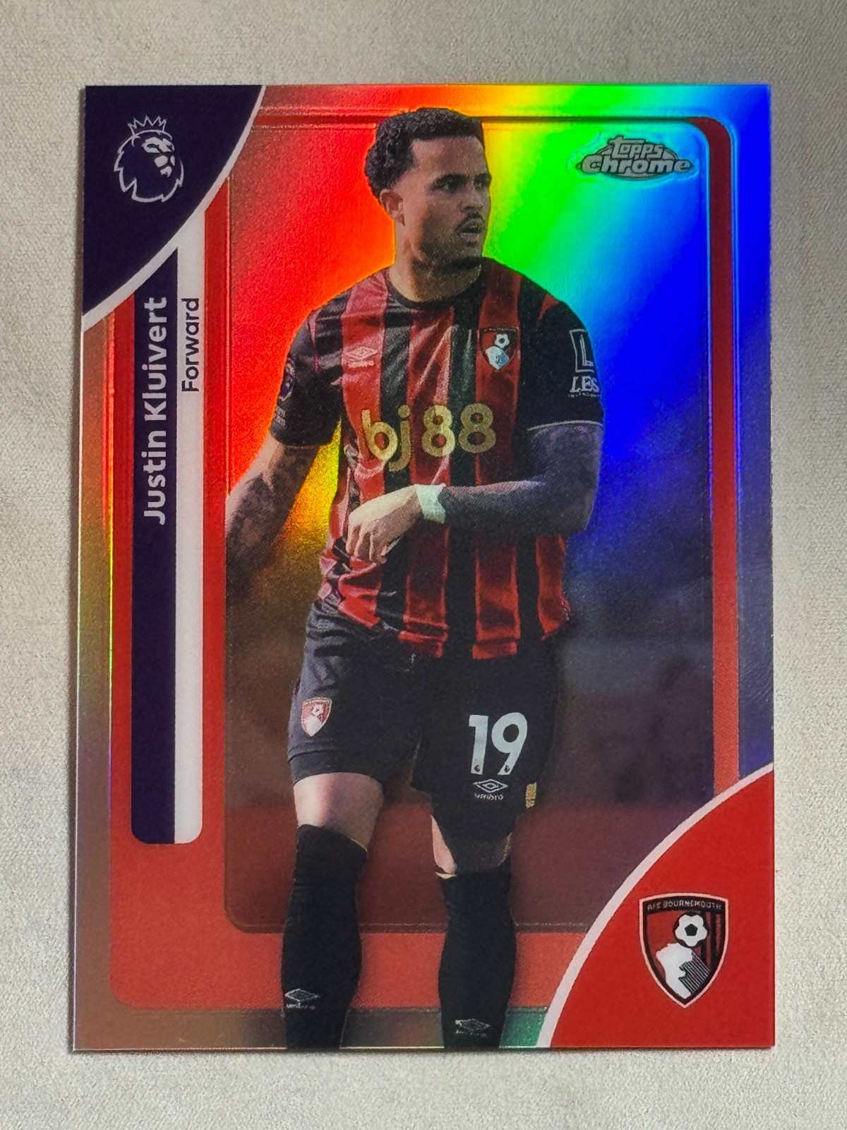 2026 Topps Chrome Premier League Refractor Justin Kluivert #1 AFC Bournemouth
