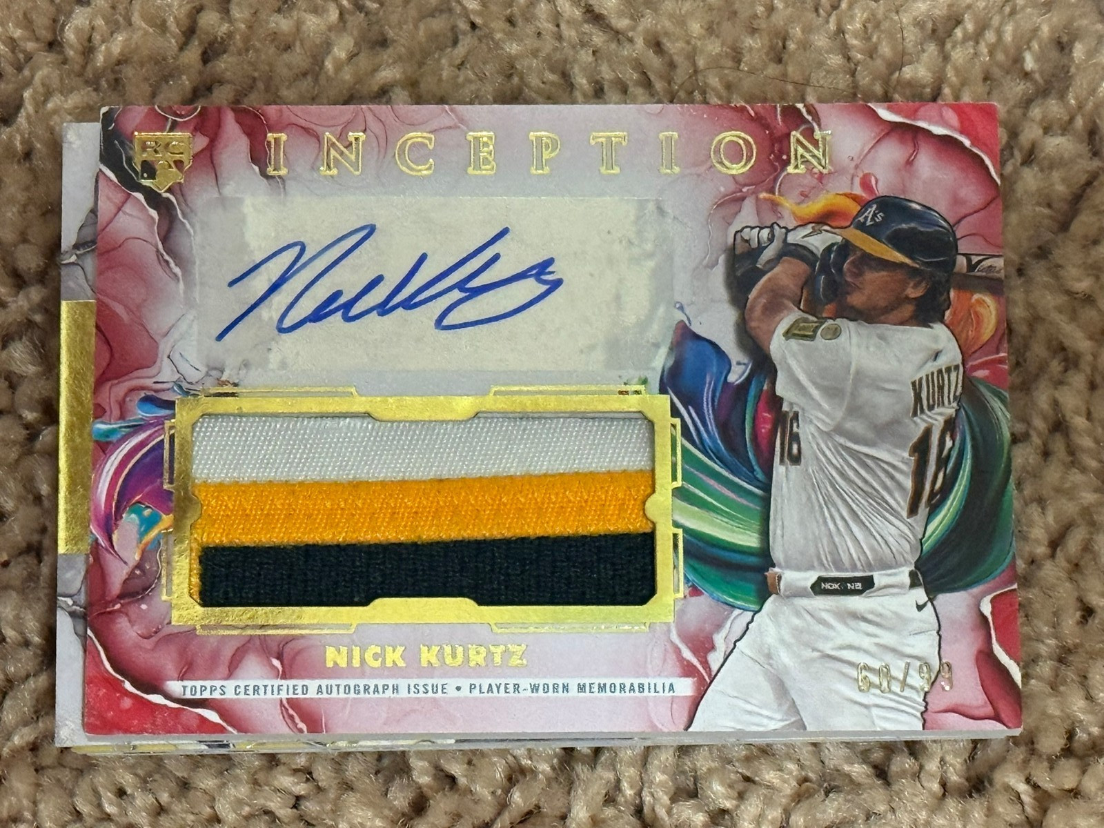 2025 Topps Inception Nick Kurtz 3-Color Auto Game Jersey Patch 60/99