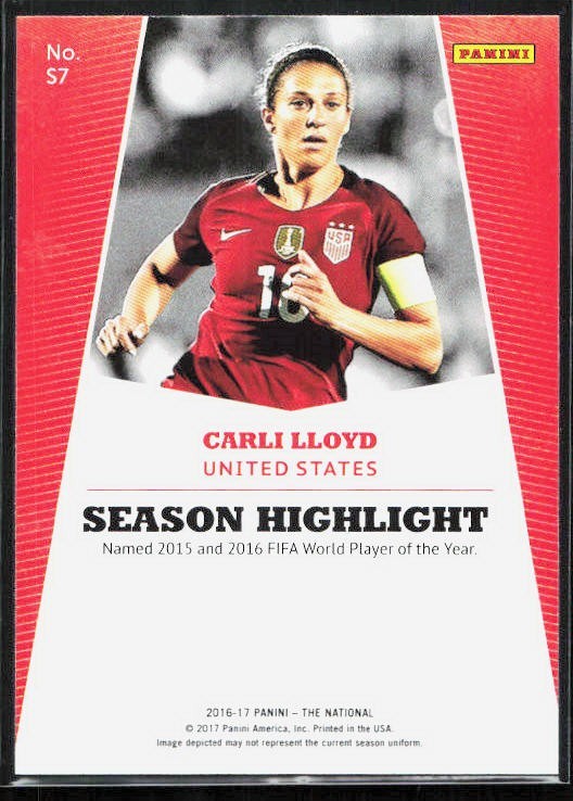 2017 Panini The National CARLI LLOYD Card #S7 United States Qty.