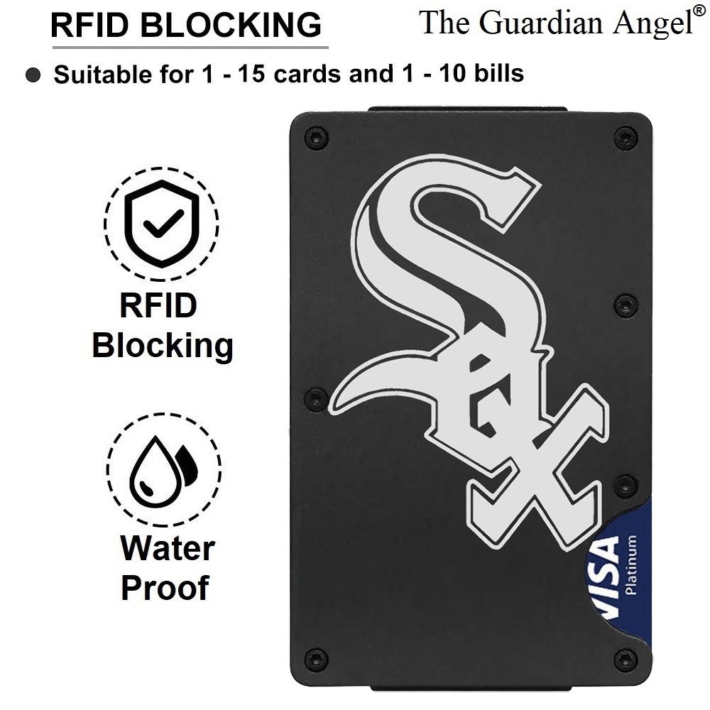 Chicago White Sox Engraved Titanium Carbon Fiber Black RFID Blocking Wallet D7