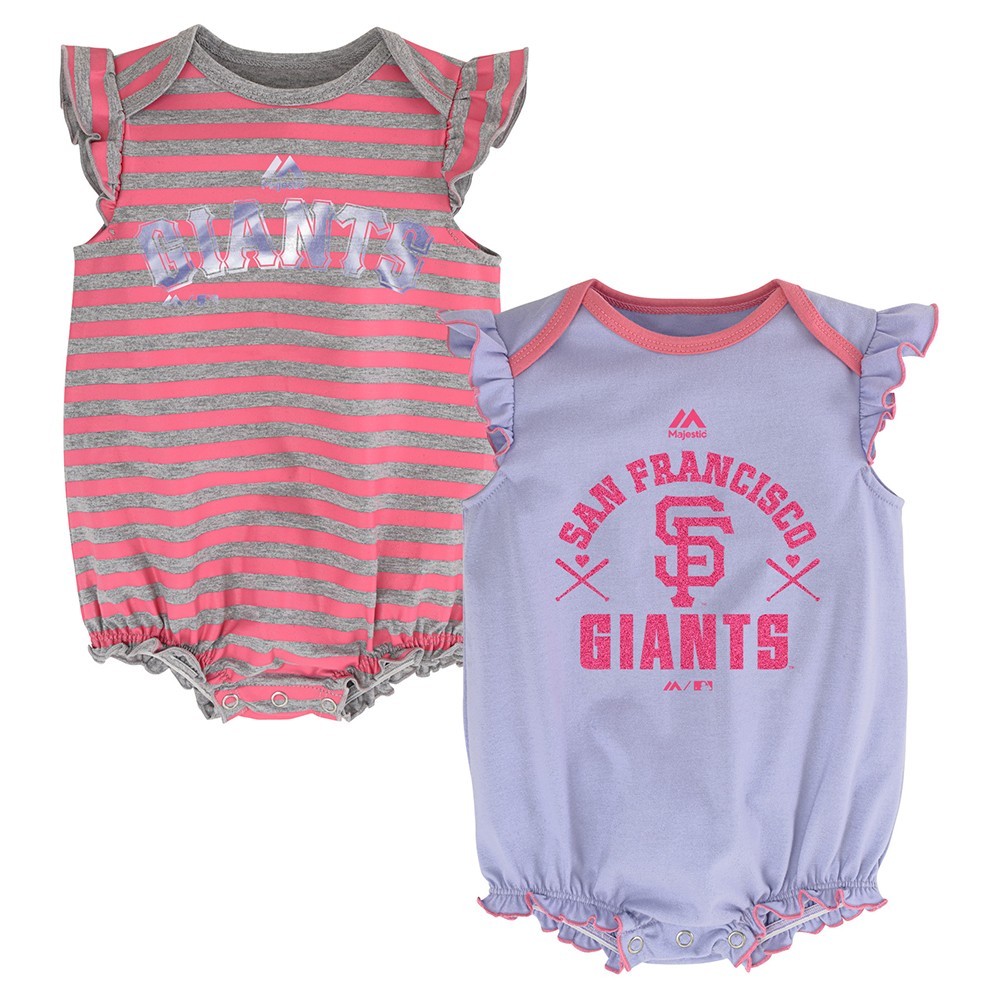 San Francisco Giants MLB Majestic Infant “Team Sparkle” 2 Pack Frill Creeper Set
