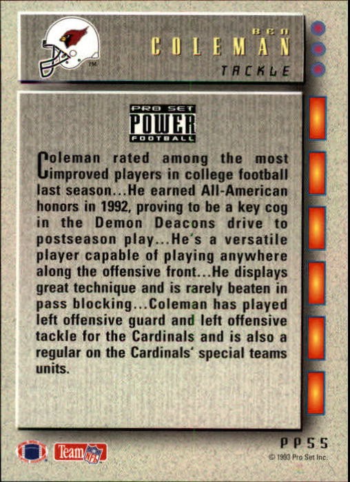 1993 Power Update Prospects #55 Ben Coleman RC – FB