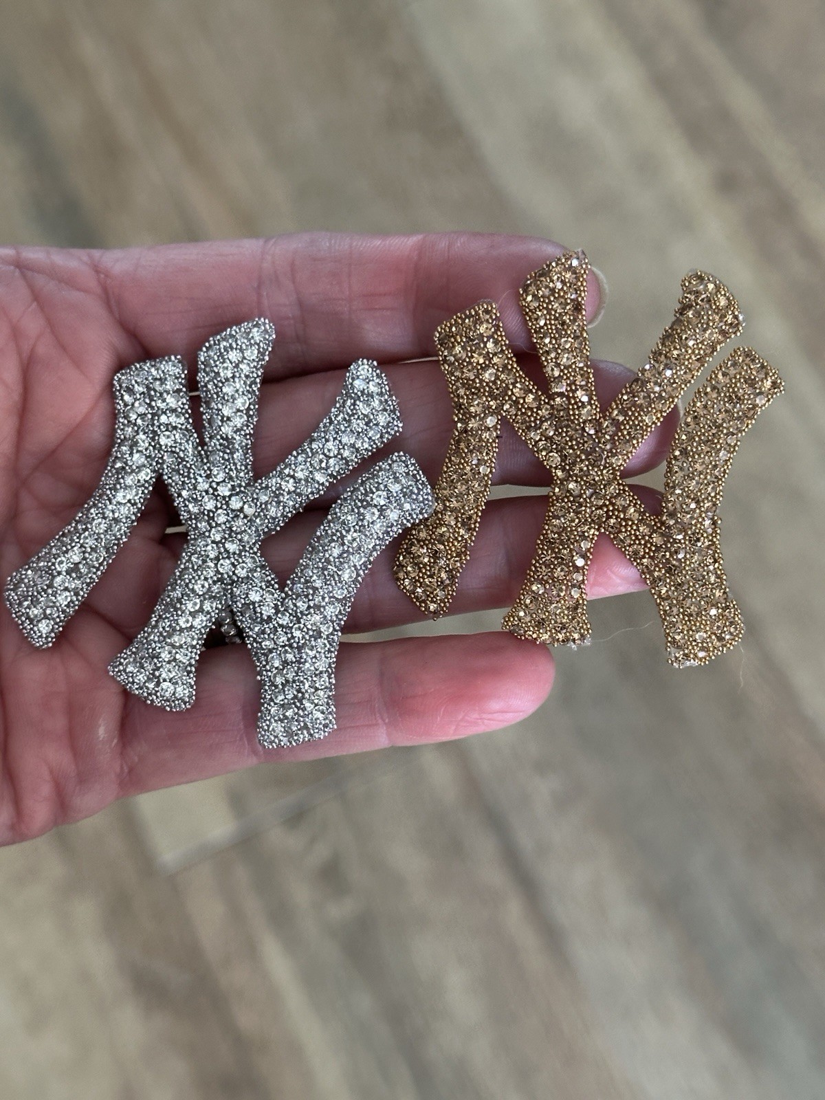 New York Yankees Gold Rhinestone Patch 2” X 2” 3D Crystal Heat Transfer