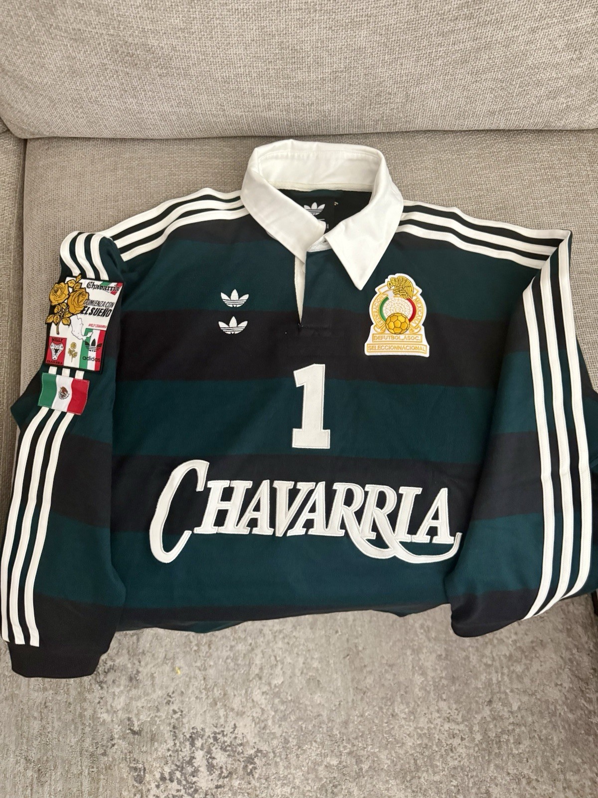 Adidas Willy Chavarria x Adidas LS Rugby Shirt XL Black Ivy Mexico Jersey #1