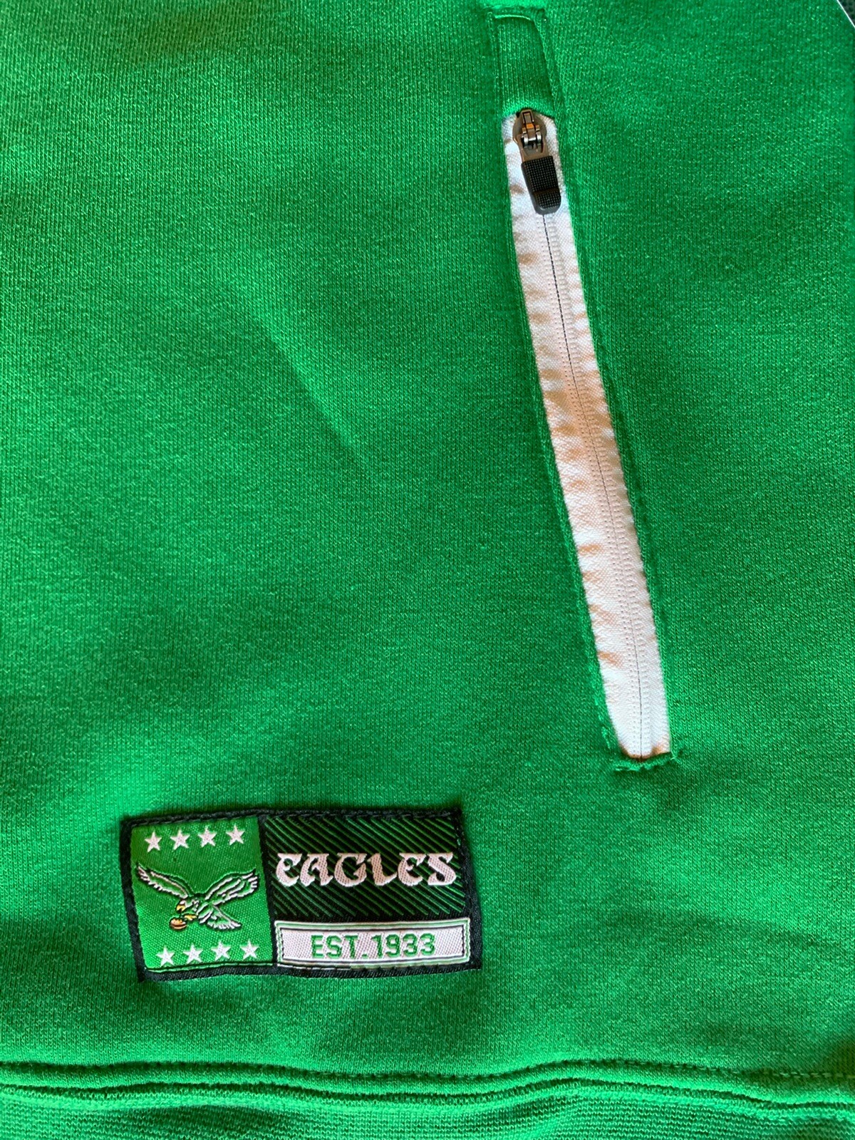 Philadelphia Eagles Retro KELLY GREEN NFL Sweatshirt Hoodie Zip Pockets-Mens L