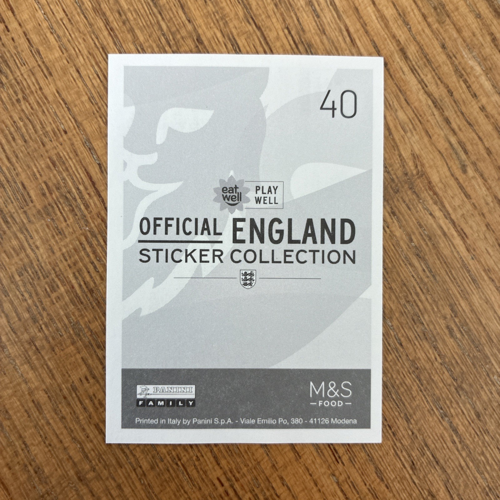 Official Panini M&S England Sticker Collection Alex Greenwood #40 Non-Stuck