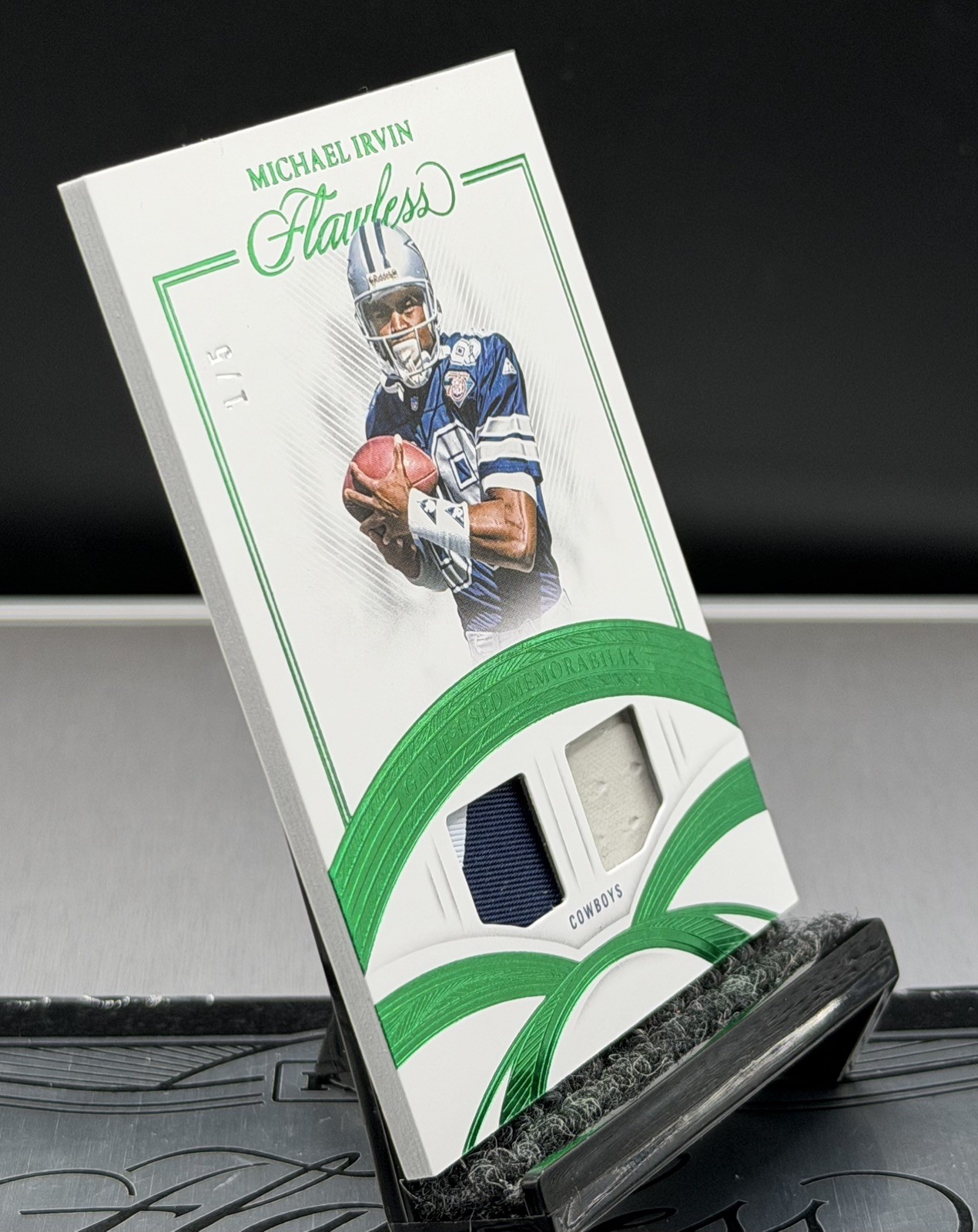 2025 Flawless Michael Irvin ⭐️Emerald Holo Game-Worn Patches MEM,SSP#/5, HOF⭐️