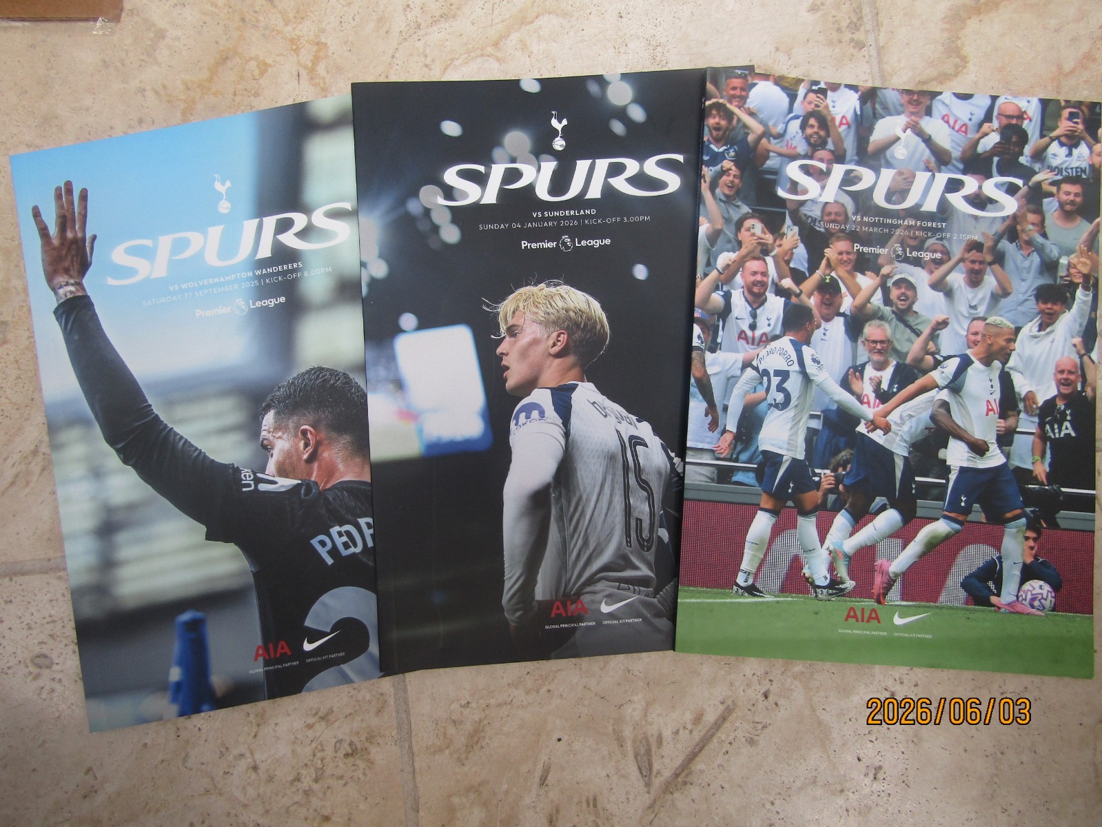 SUMMER SALE * 2025/26 Season TOTTENHAM HOTSPUR x 3 programmes as listed