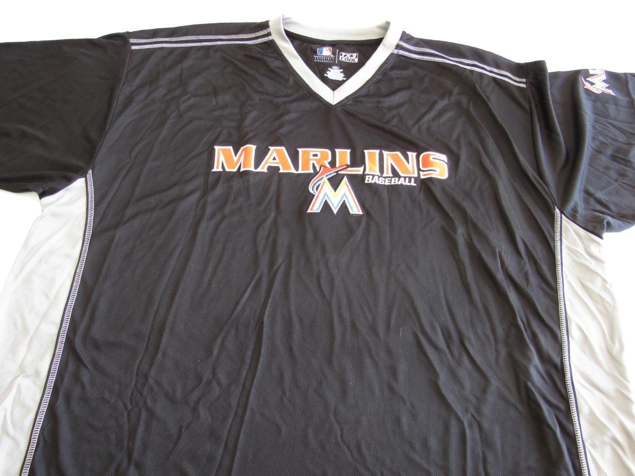 NEW Miami Marlins Baseball Mens Sizes 3XL-4XL Black TX3Cool Polyester Shirt