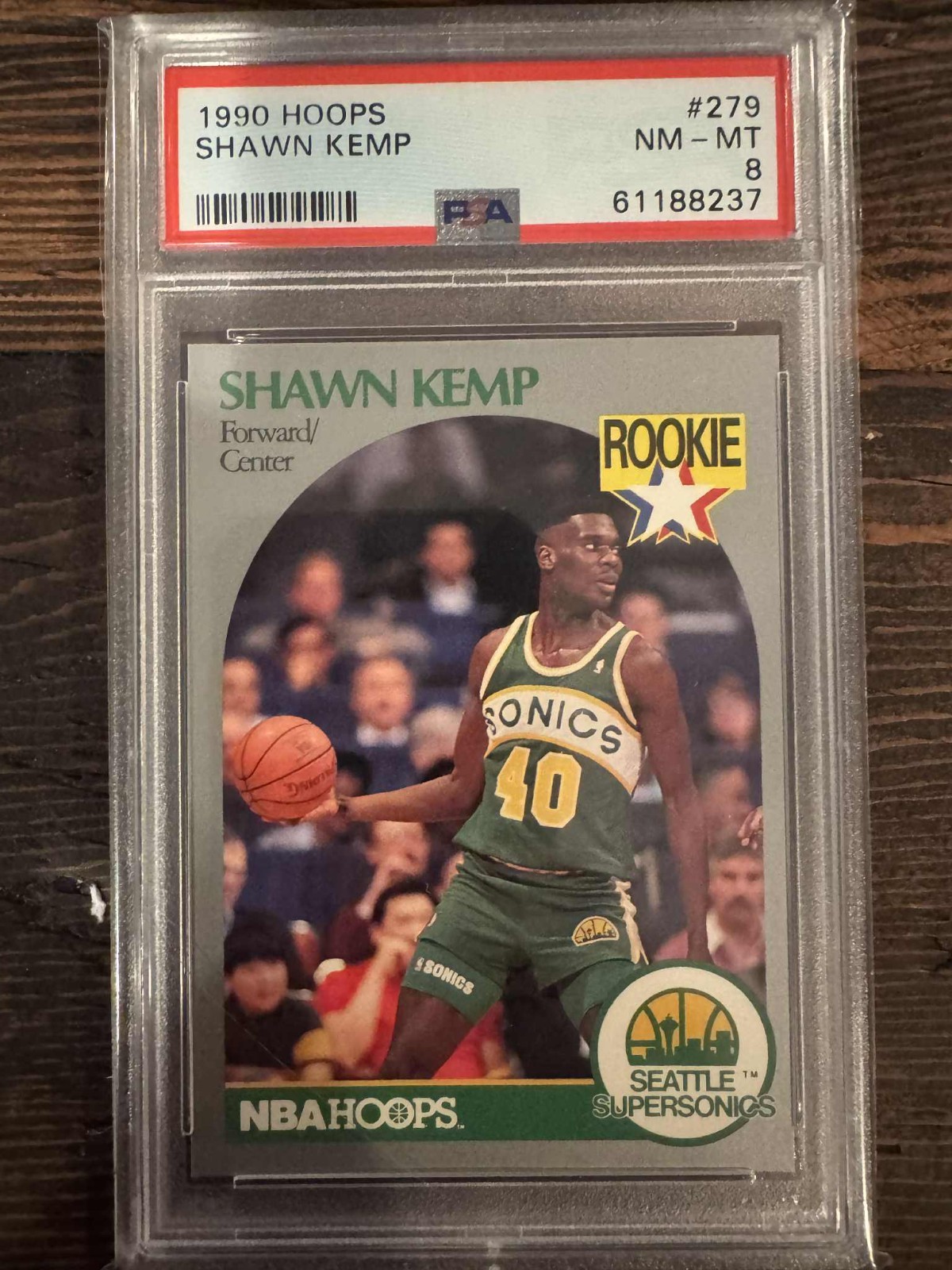 Shawn Kemp RC #279 – 1990 Hoops – PSA 8 NM-MT