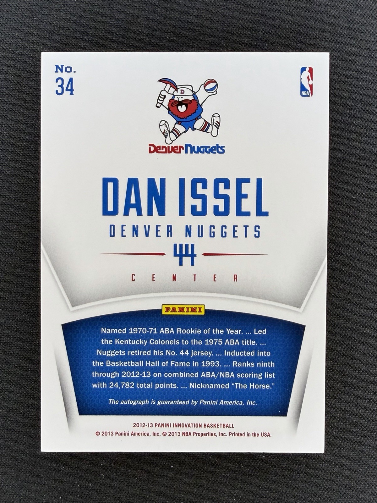 2012-13 Panini Innovation Innovative Ink Dan Issel Auto #34 Nuggets Autograph