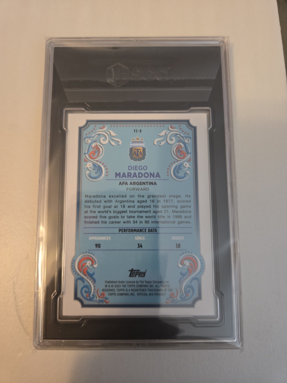 2023 Topps Argentina Fileteado Fileteado Diego Maradona Ft-9 Sgc 10 Gem Mint