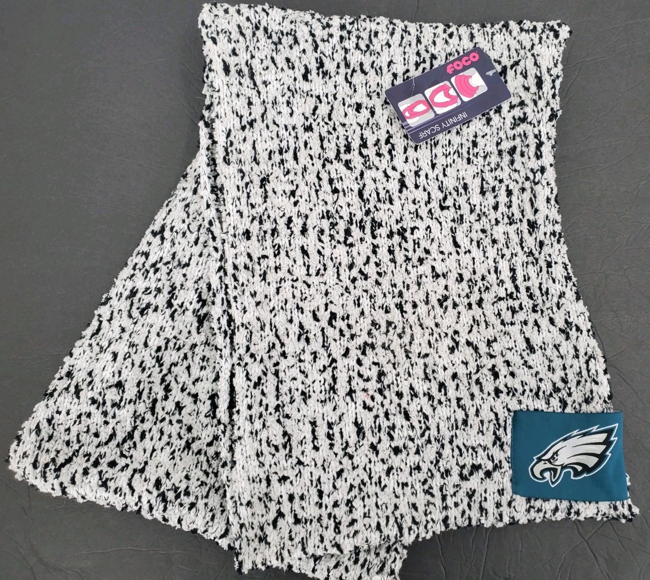 Philadelphia Eagles NFL Knit Infinity Scarf Black Gray White Multicolor New