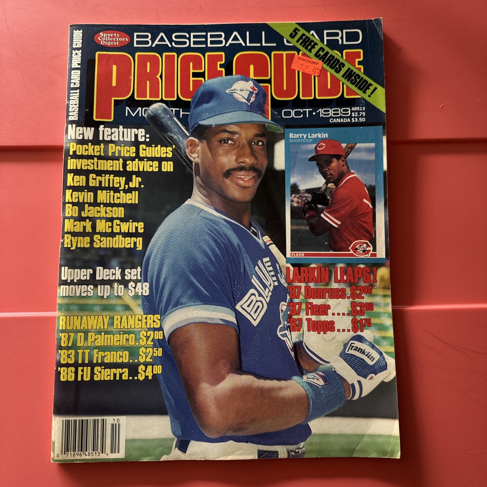 Baseball Price Guide Oct 89- GriffeyJr, Ryne, Bo, McGwire, Mitchell card inserts