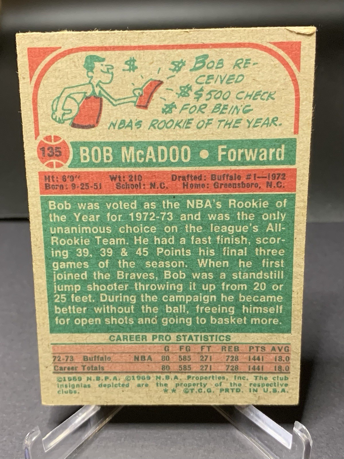 1973-74 Topps Bob McAdoo #135 Buffalo Braves VG-EX Rookie Vintage