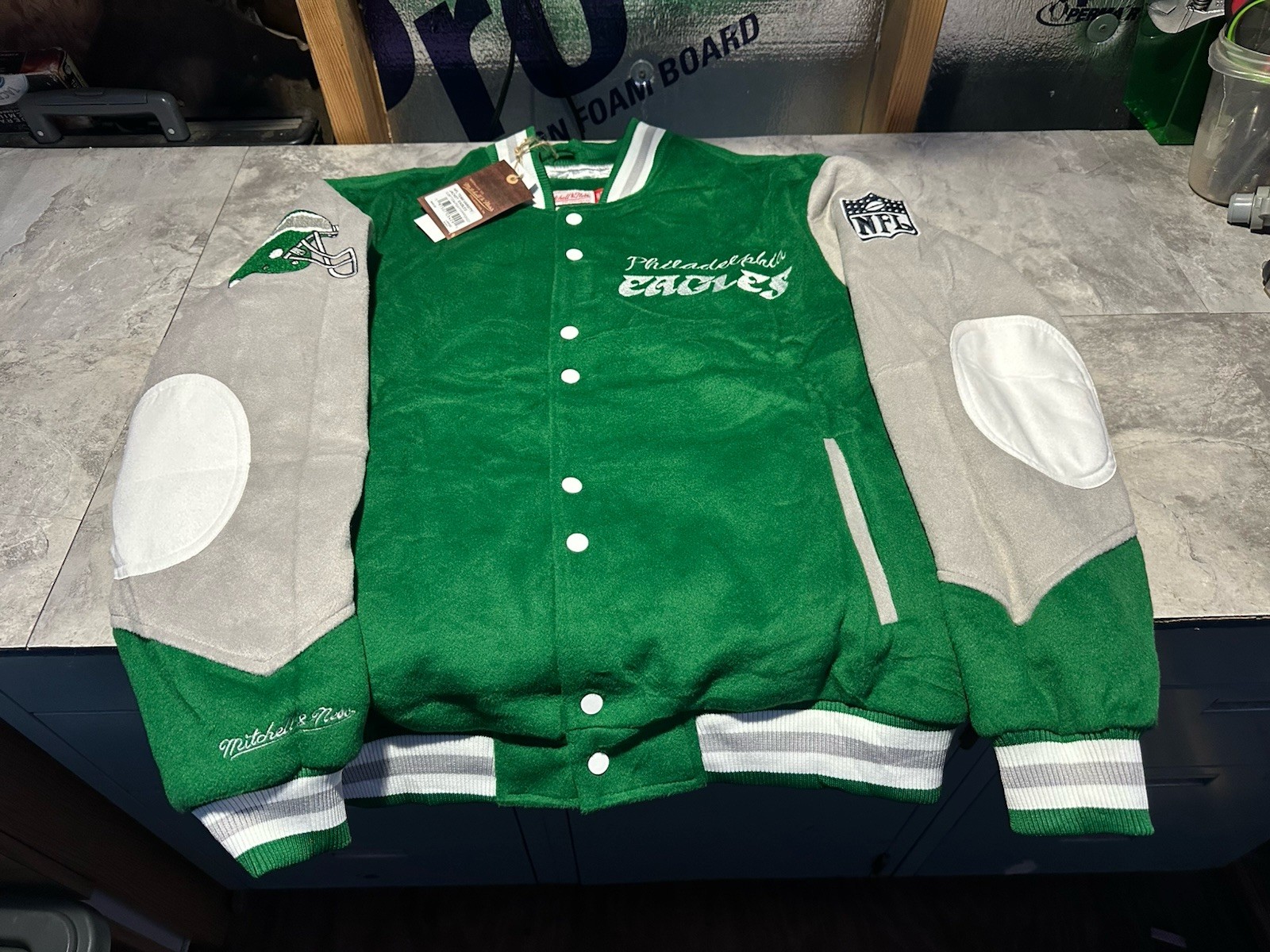 NWT Princess Diana Lady Di Philadelphia Eagles Mitchell & Ness Jacket Coat Large