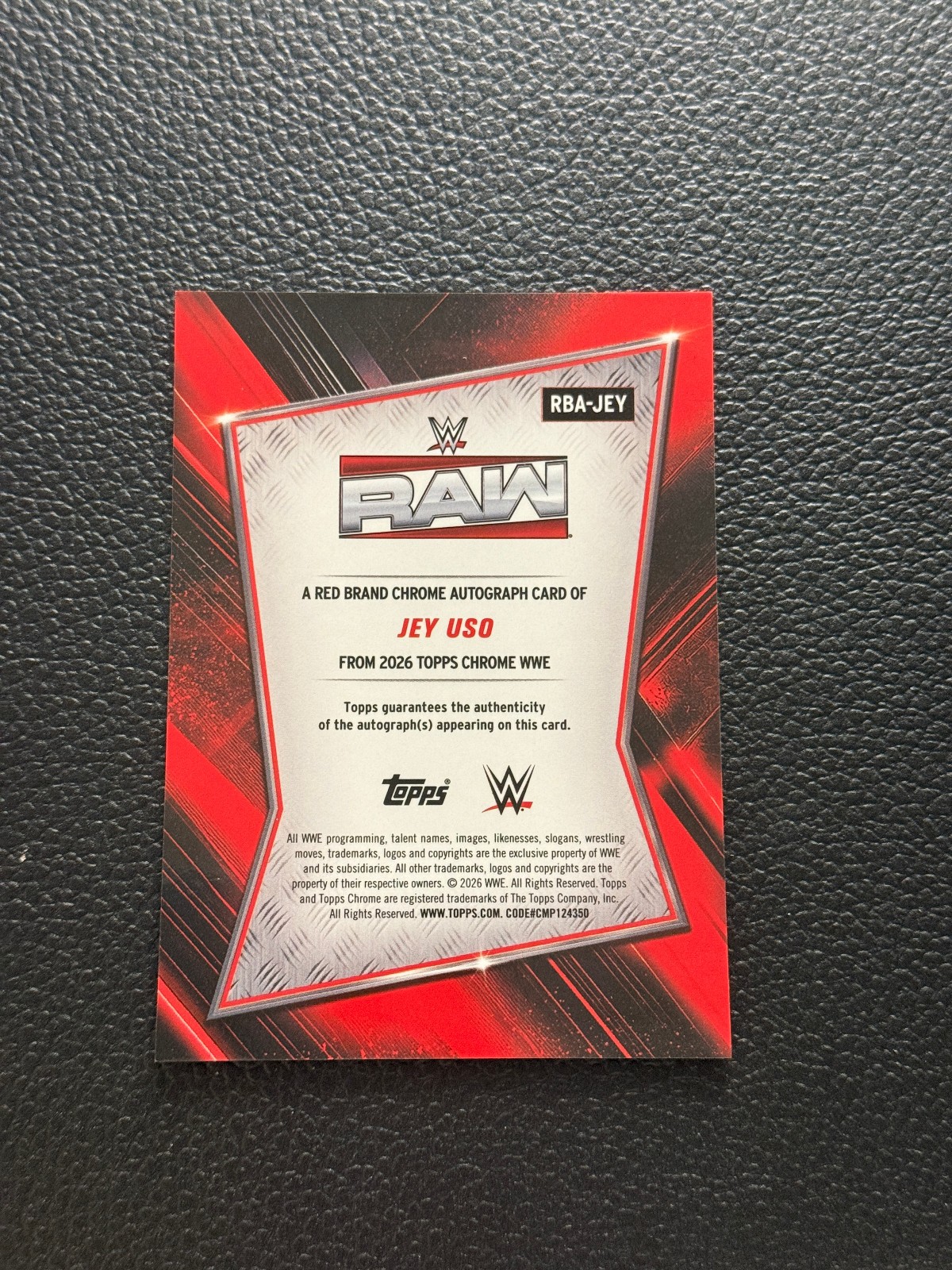 2026 Topps Chrome WWE Jey Uso Red Brand Auto /25 Orange Geometric CF18