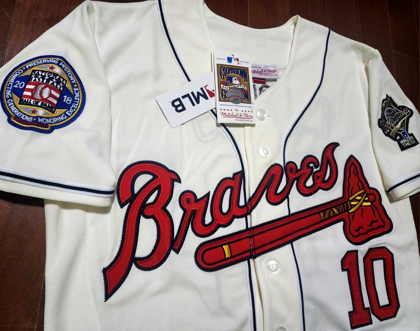 Brand New! Red Atlanta Braves #10 Chipper Jones 2Patches Stitched LIMITED Jersey
