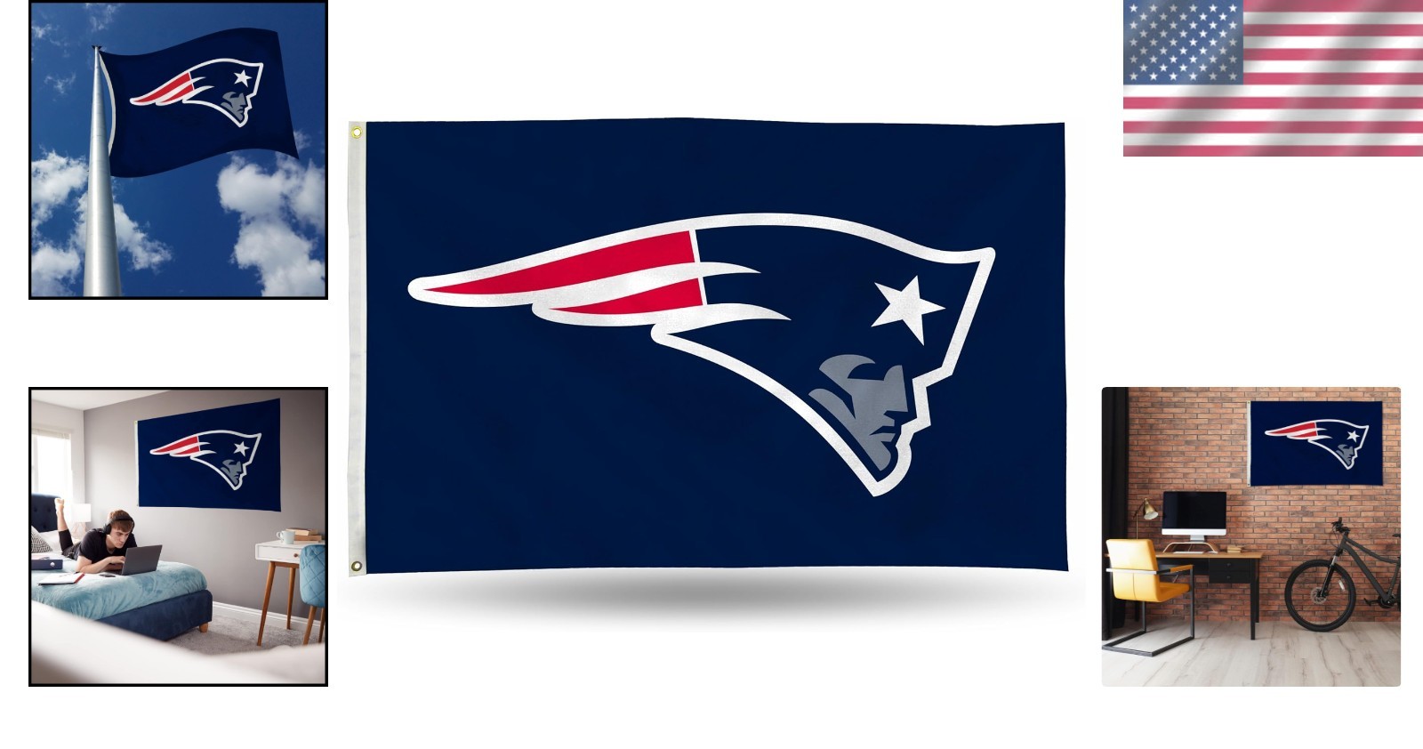 NFL Patriot Banner Flag 3×5 Indoor Outdoor Waterproof Patriotic Home Decor