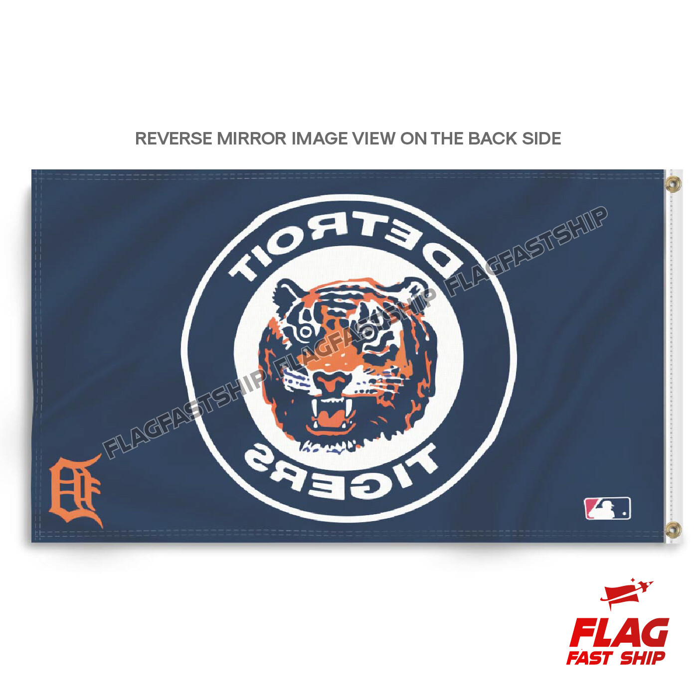 Detroit Tigers 3×5 FT Banner Logo Grommets Cave Man Fast FREE Shipping US Seller