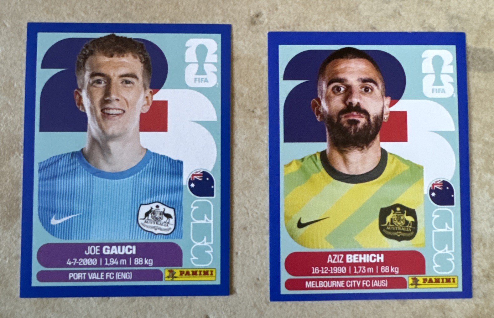 2026 Panini World Cup Stickers Team Australia Lot Of 2 (AUS) Blue Parallel