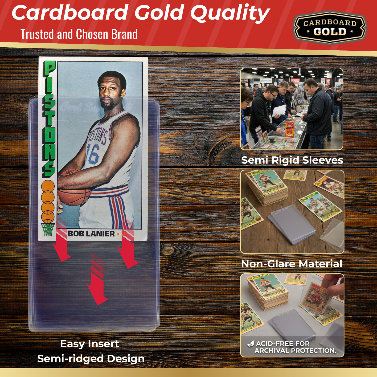 Cardboard Gold Card Saver 3 Tall Card Sleeves – 50ct Pack – Semi Rigid Card