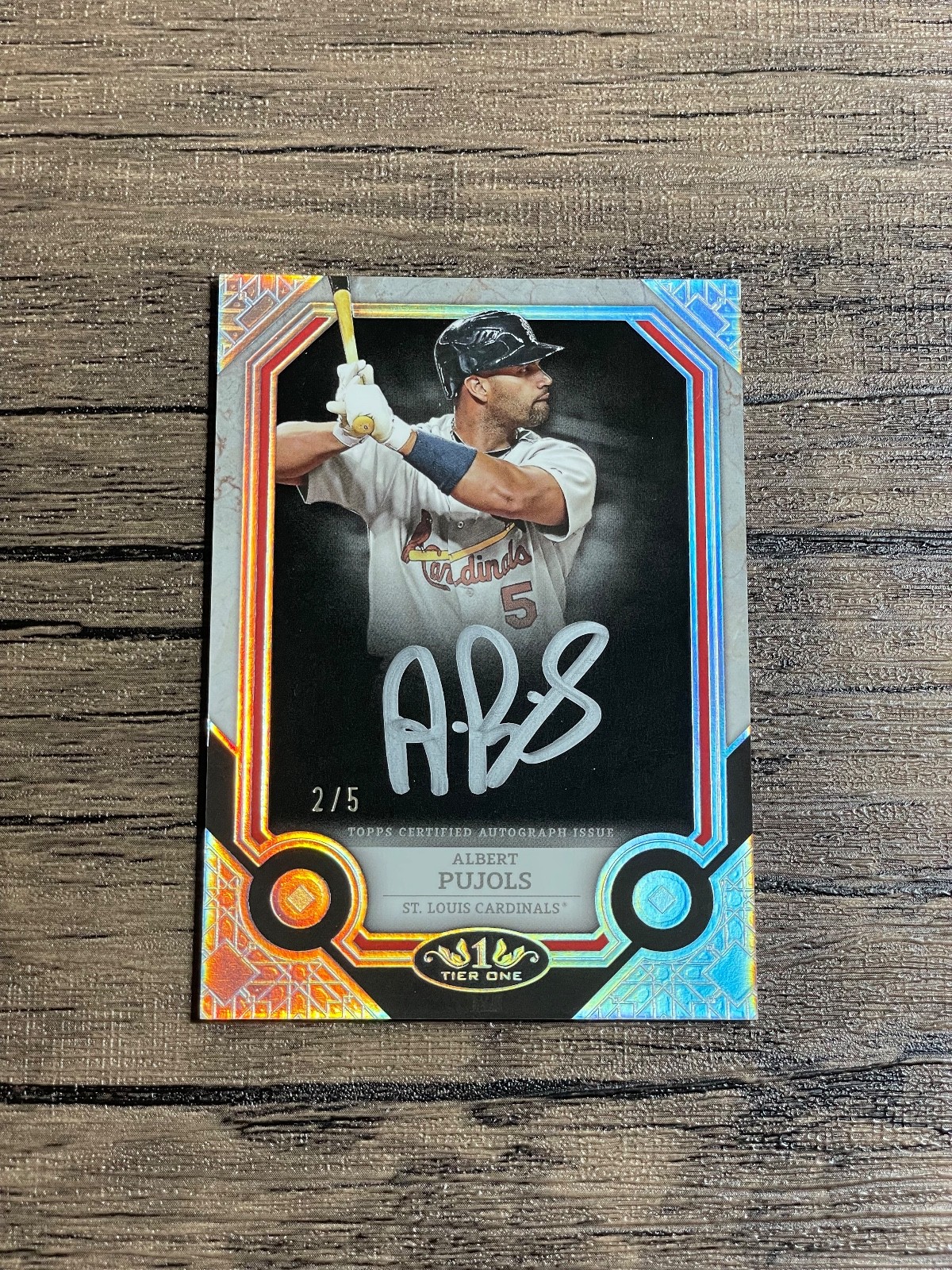 2024 Topps Tier One Albert Pujols Silver Ink Silver On Card Auto /5 Cardinals