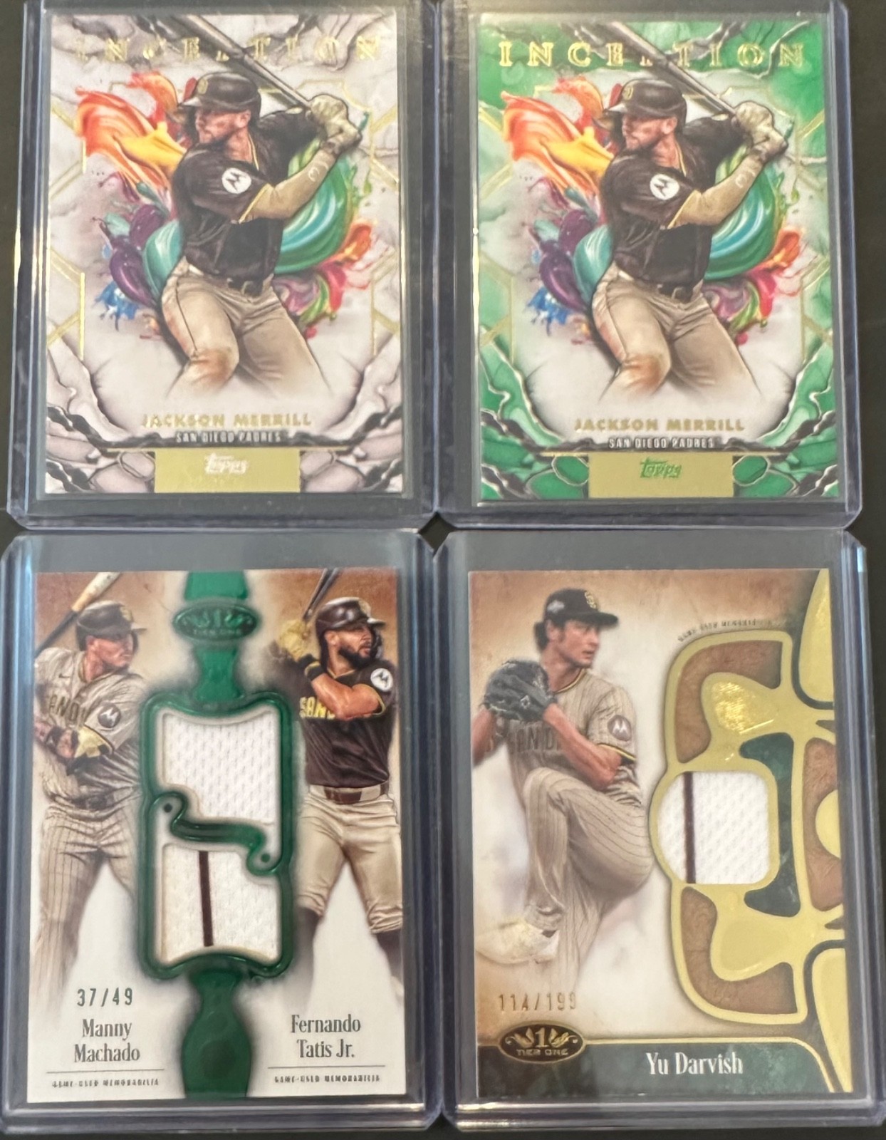 2026 Topps Tier One Machado/Tatis Jr Dual Relic #d/49, Darvish /199++READ