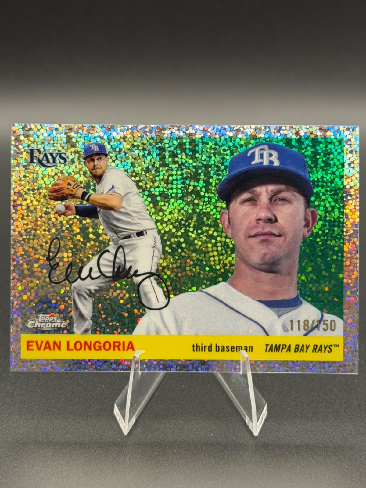2025 Topps Chrome Platinum EVAN LONGORIA #453 Speckle Refractor /150 Rays