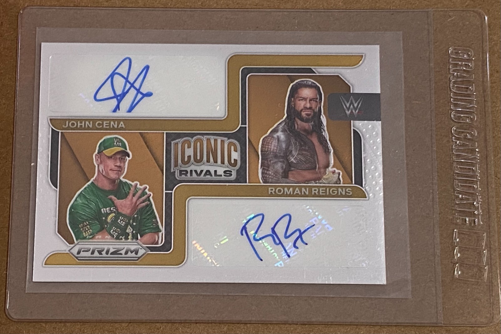 2022 Panini Prizm WWE Iconic Rivals Roman Reigns John Cena Dual Auto
